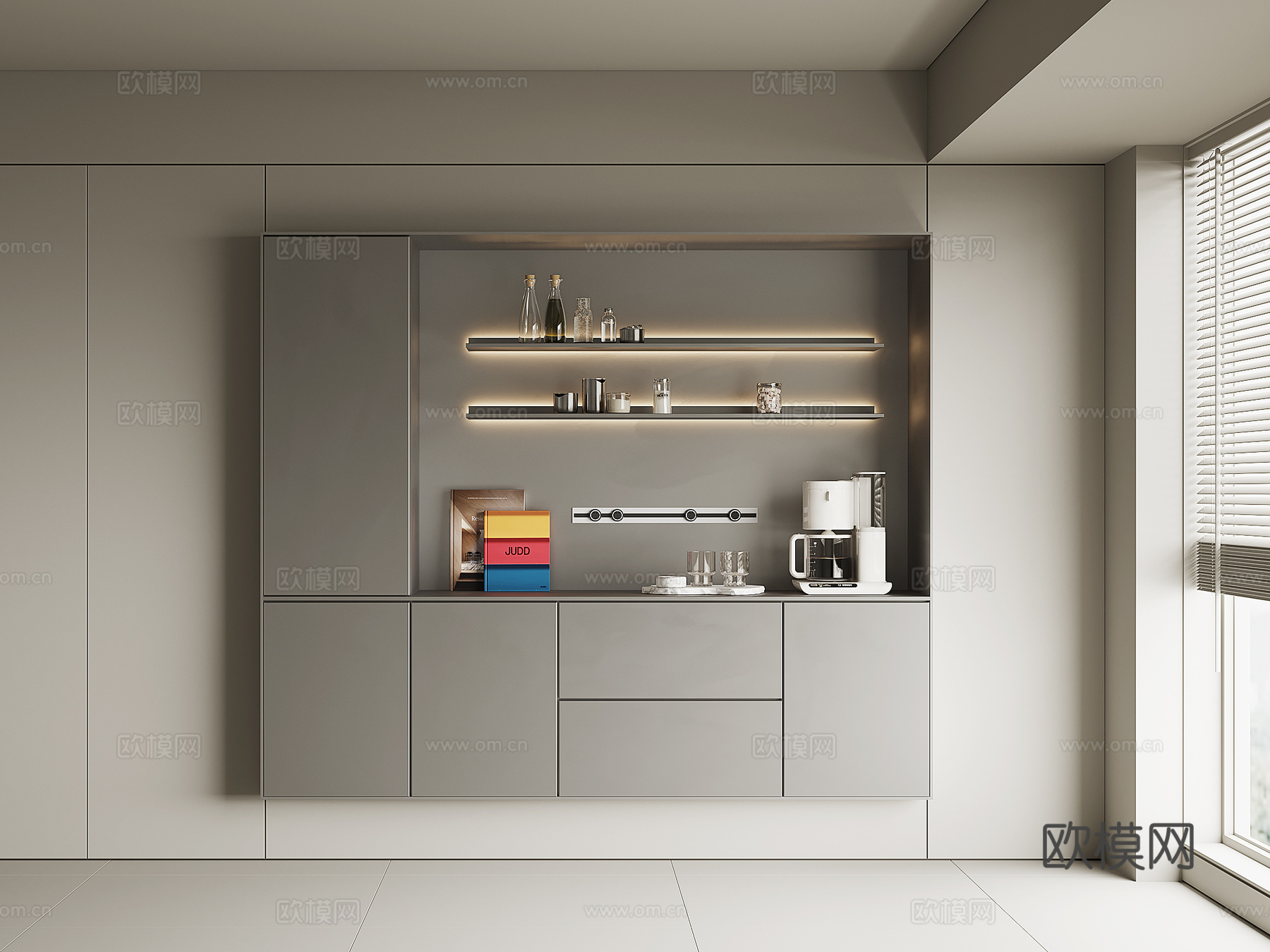 现代酒柜餐边柜3d模型下载