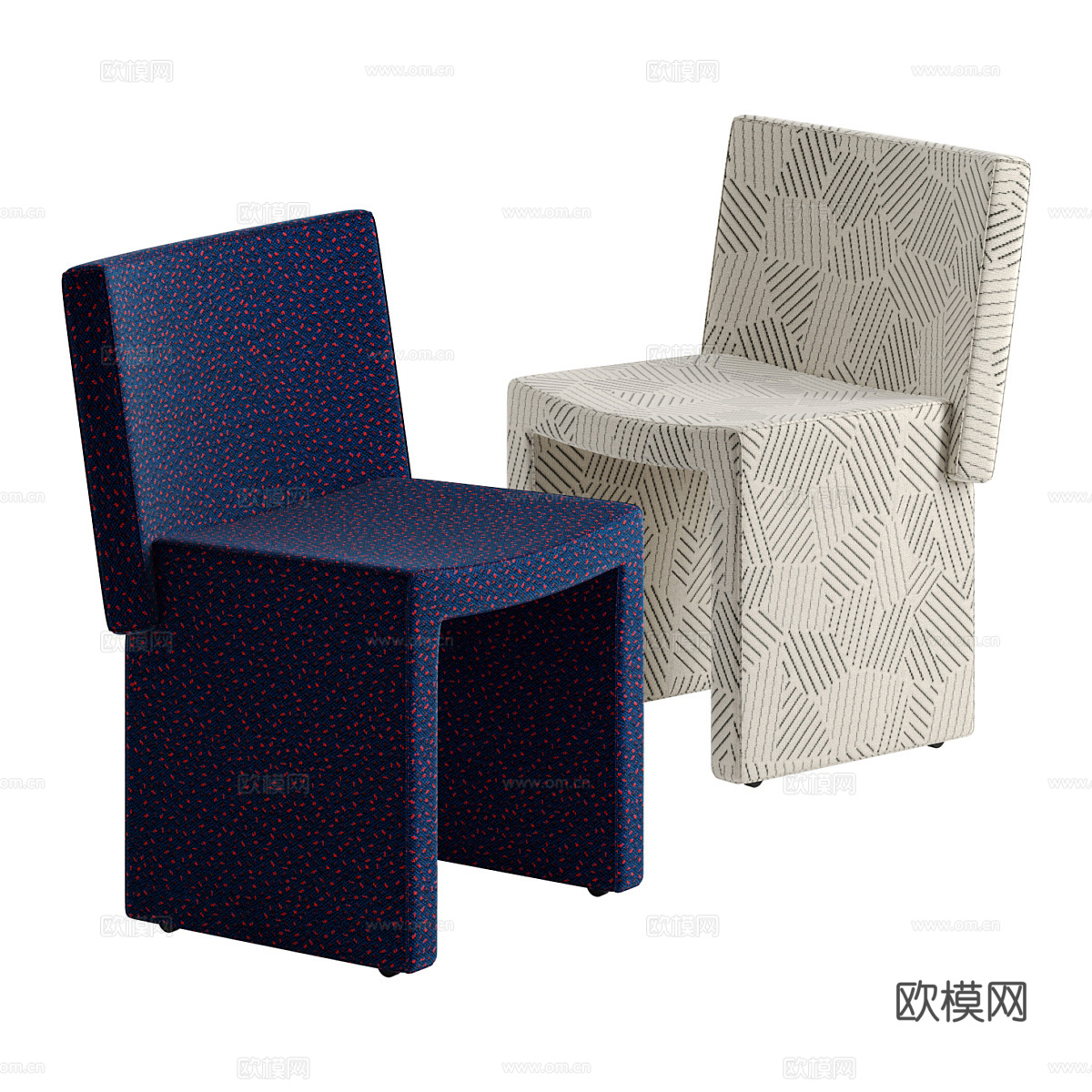现代意式布艺单椅3d模型