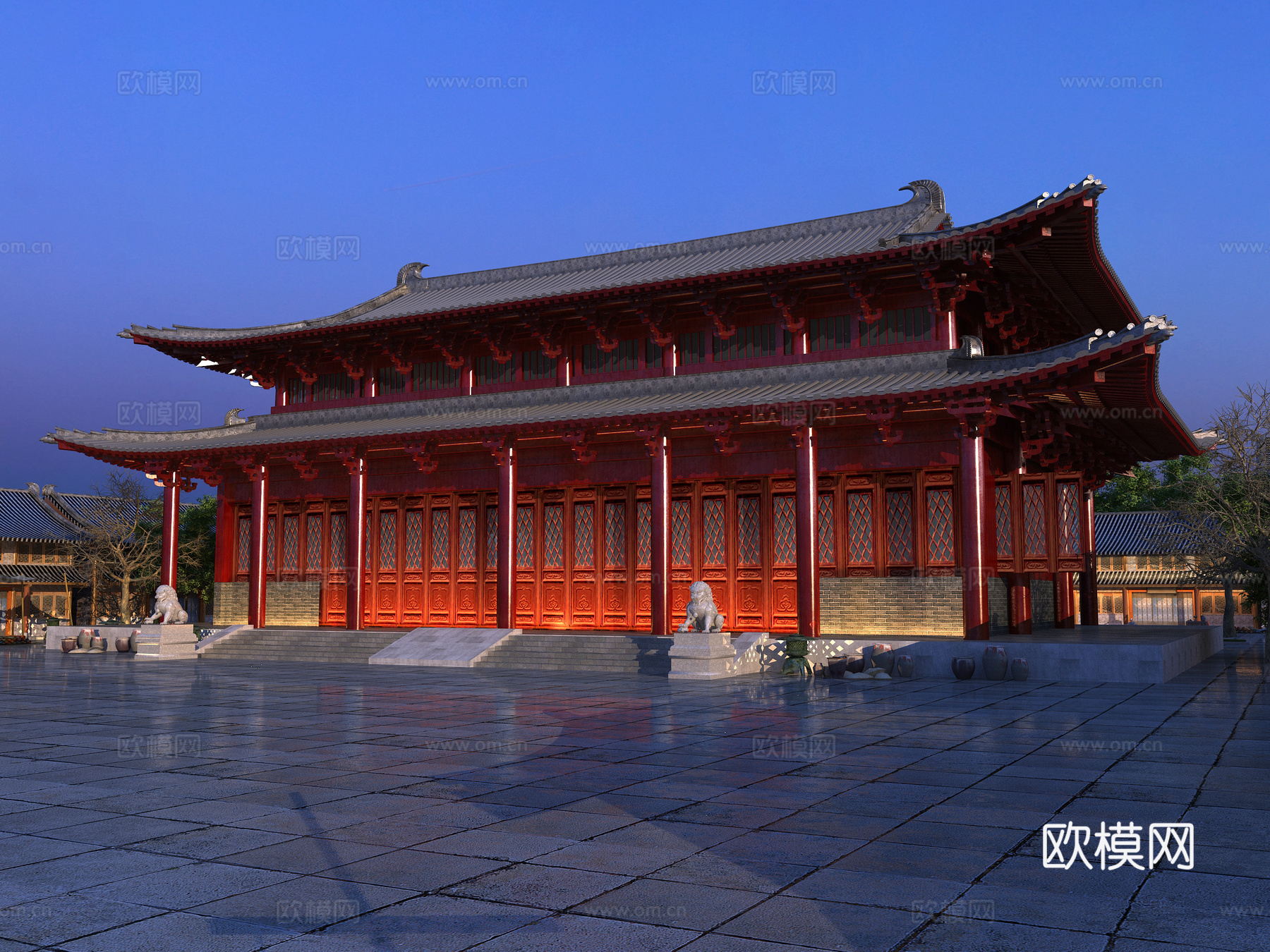 古建 商业街 中式建筑 寺庙 古镇 殿堂3d模型