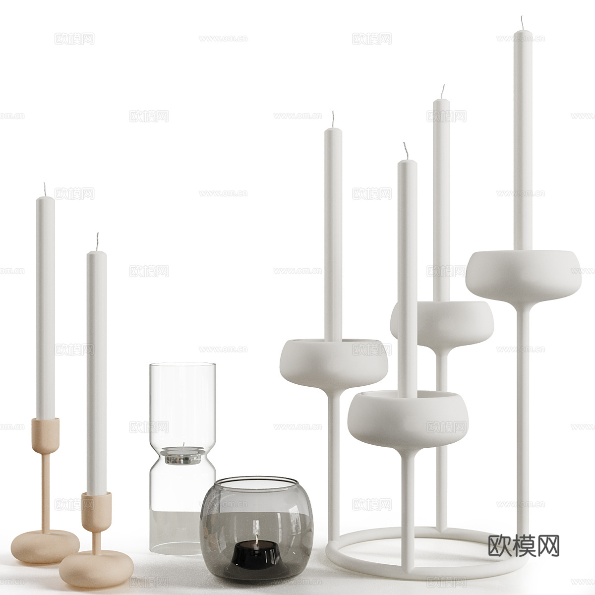 现代意式蜡烛 烛台3d模型