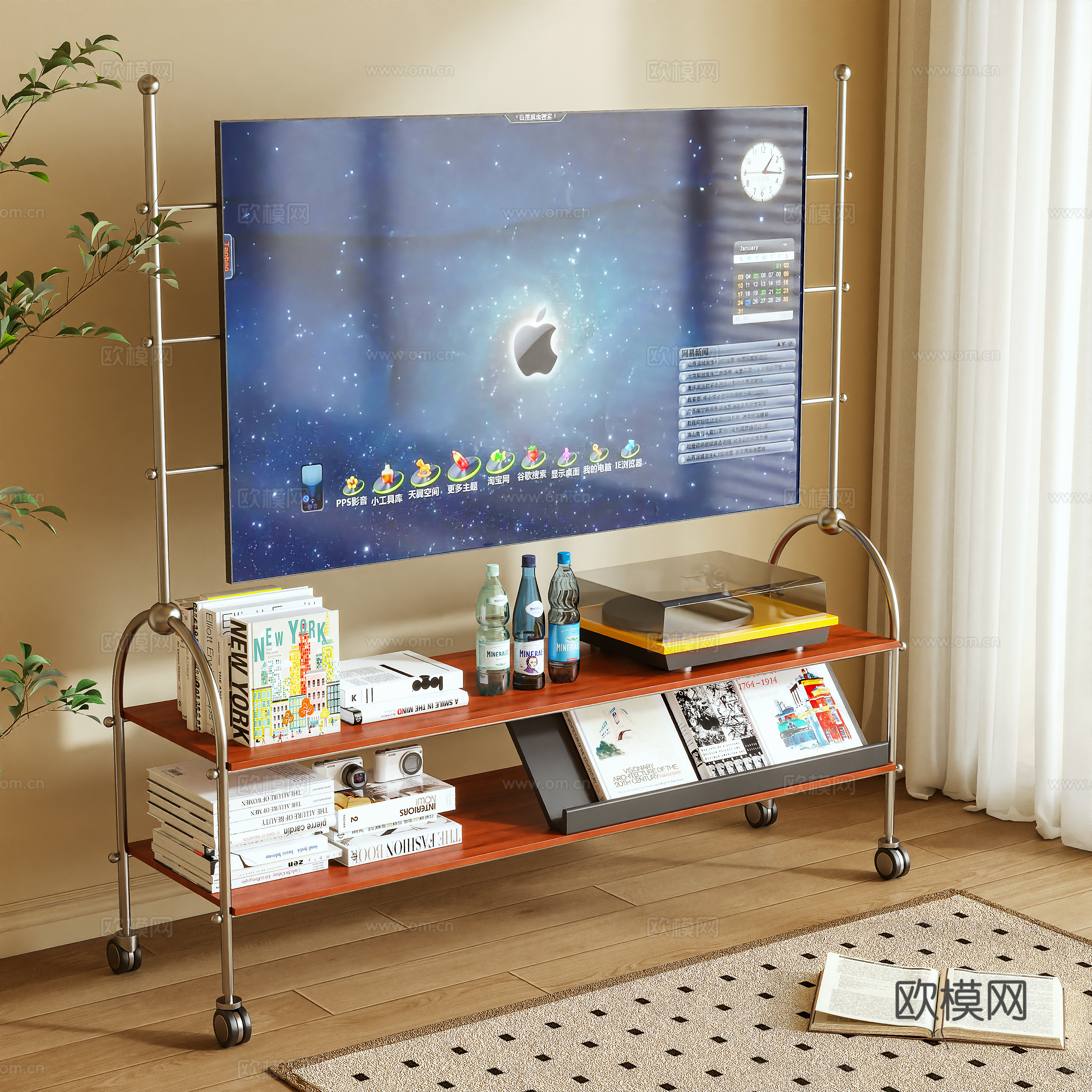原木风电视柜 电视支架3d模型