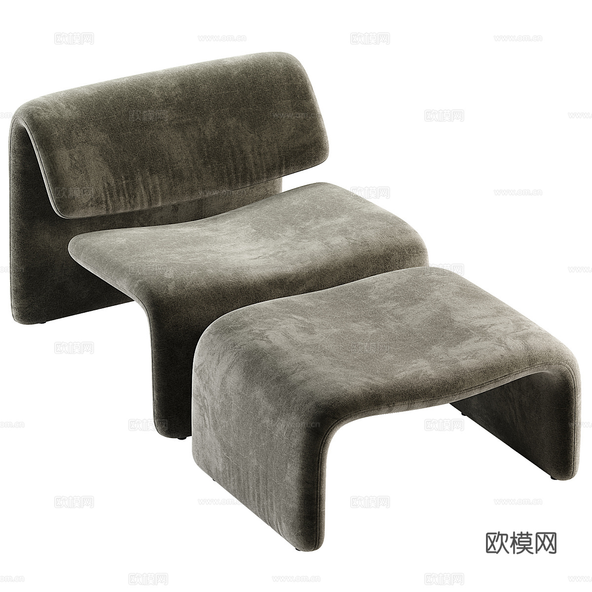 现代意式布艺休闲躺椅3d模型