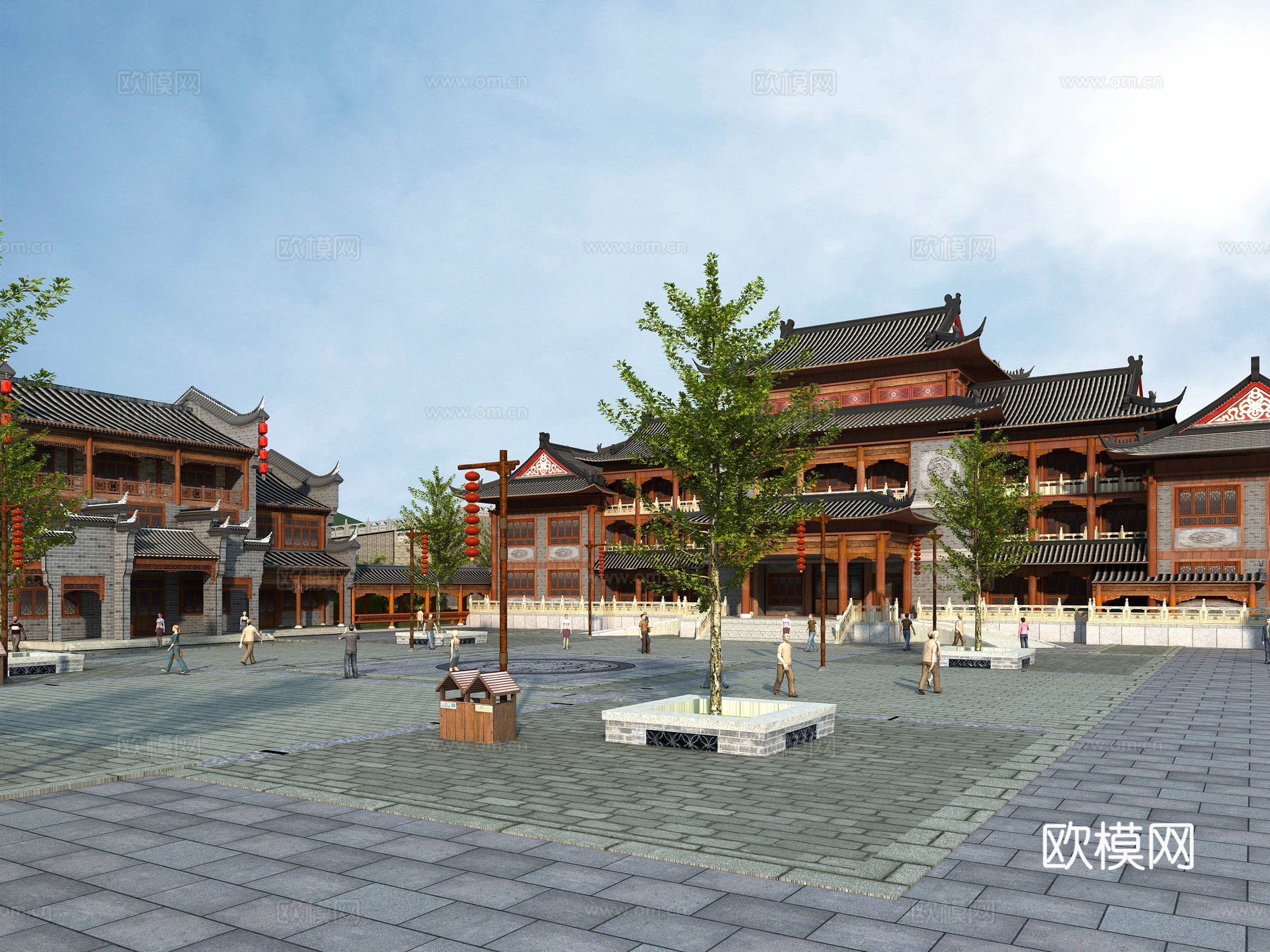 古建 庙宇 中式建筑 小镇 商业街 祠堂3d模型