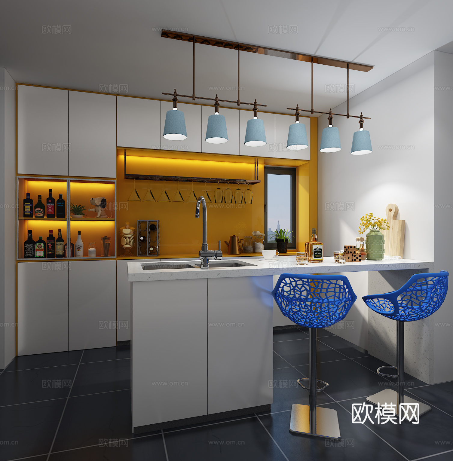 现代水吧台 柜台3d模型