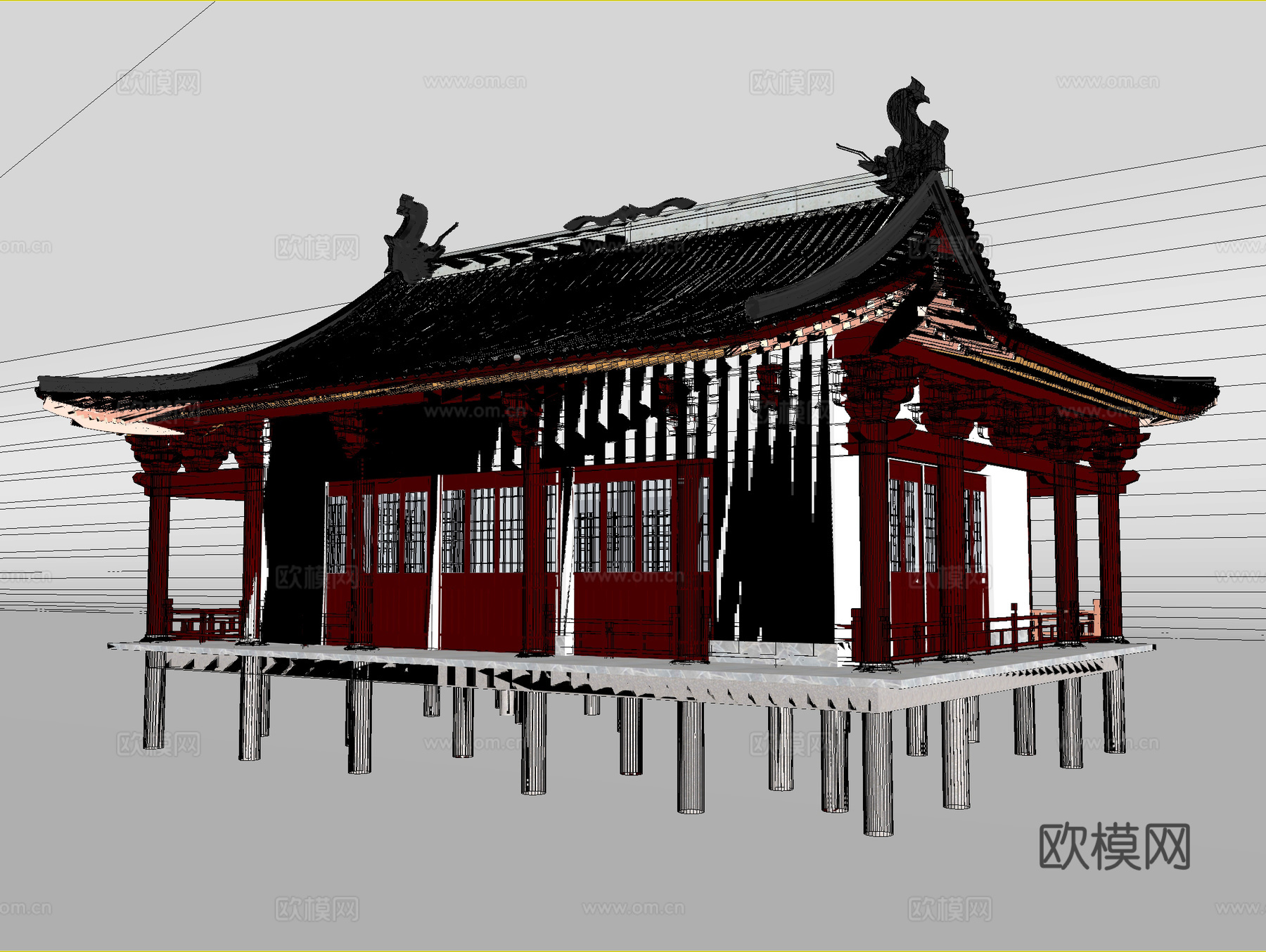 古建 殿堂 寺庙 祠堂 庙宇 大雄宝殿3d模型
