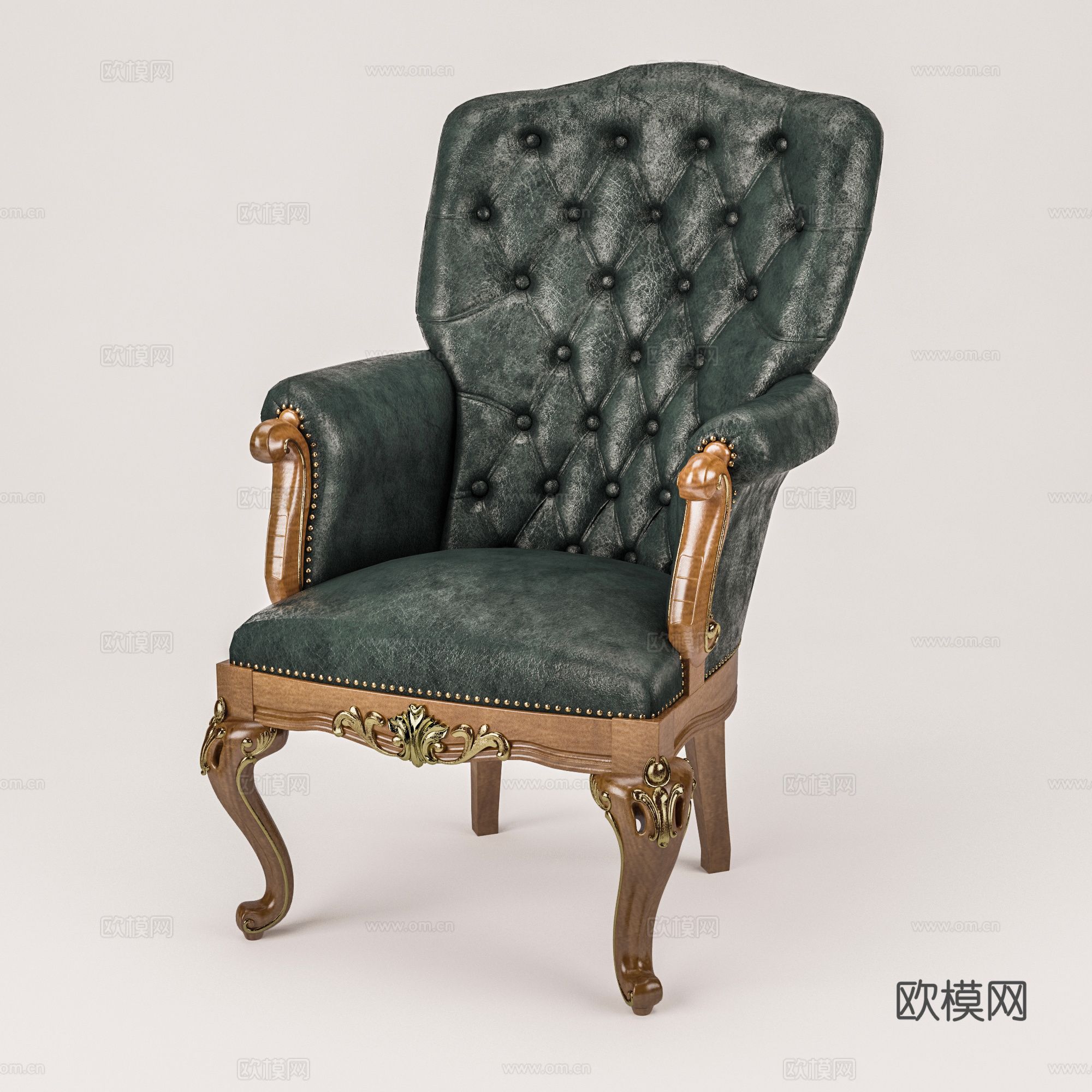 美式单椅  休闲椅  餐椅书椅皮椅3d模型