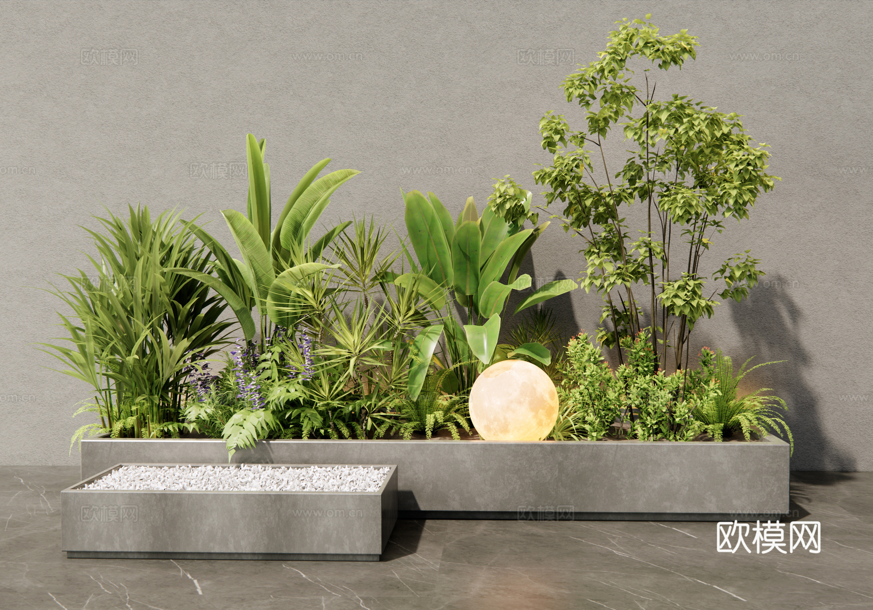 现代植物组合 花草 植物堆 灌木 花境 花箱 花池绿植3d模型