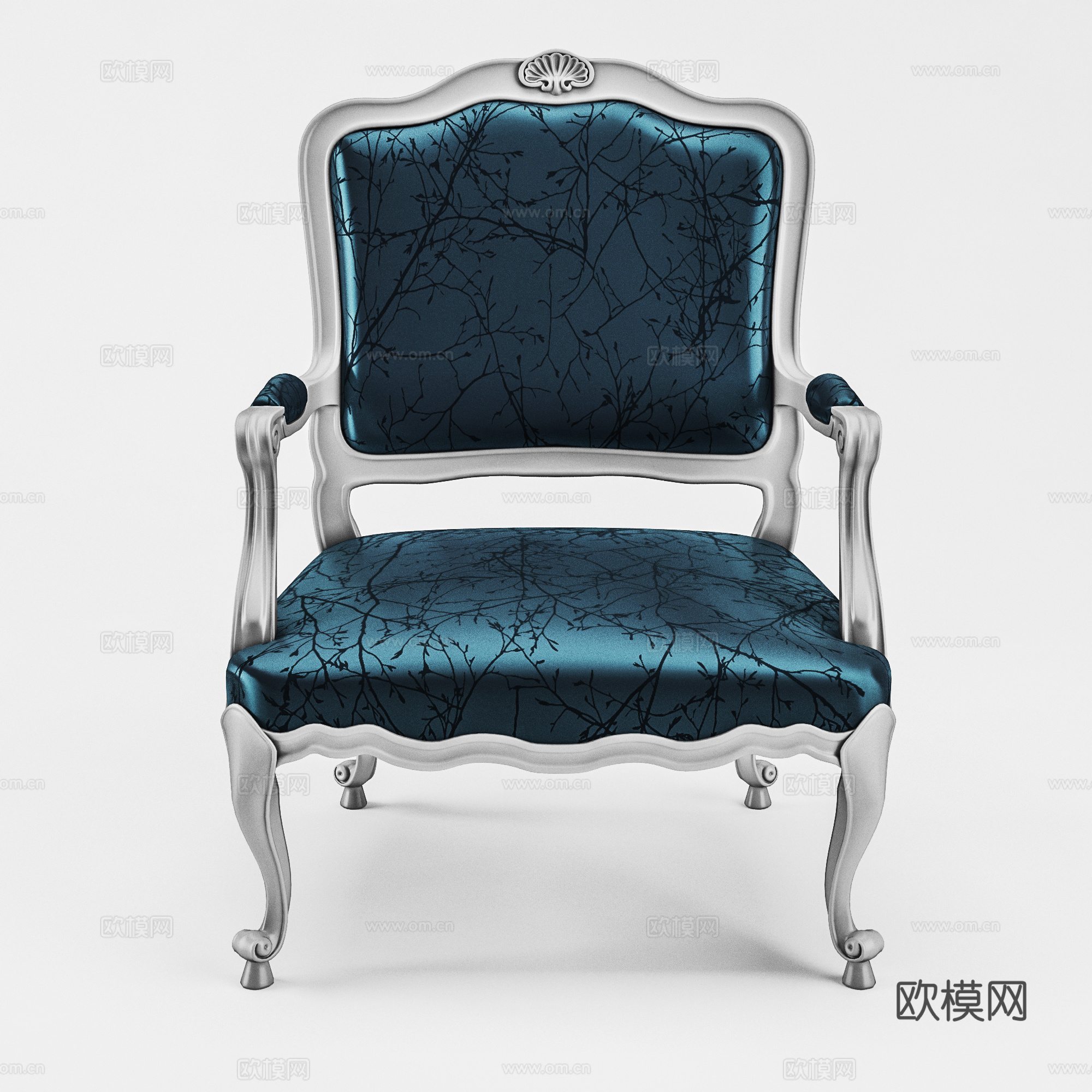 美式单椅  休闲椅  餐椅书椅布椅3d模型