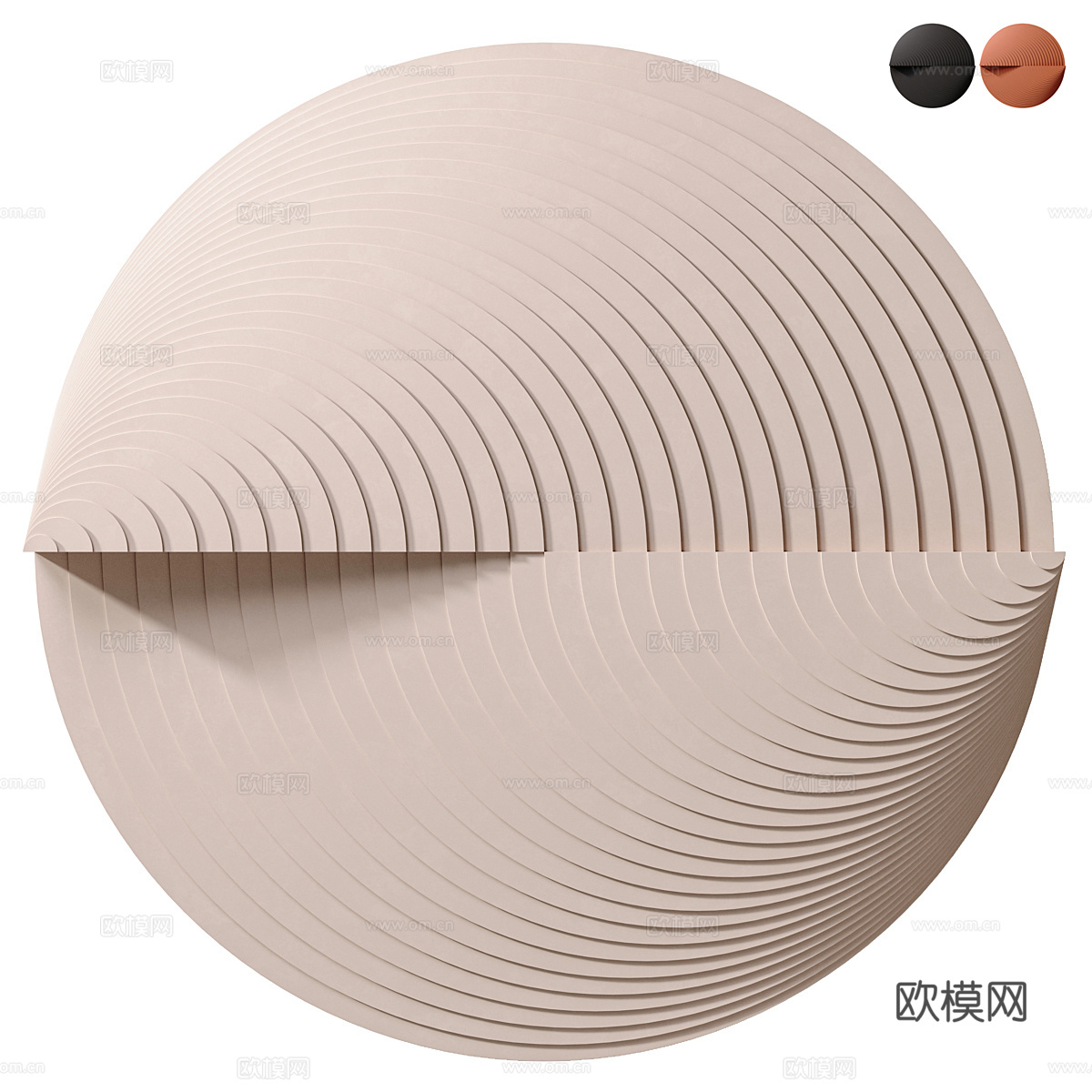 现代意式极简圆形艺术挂饰3d模型