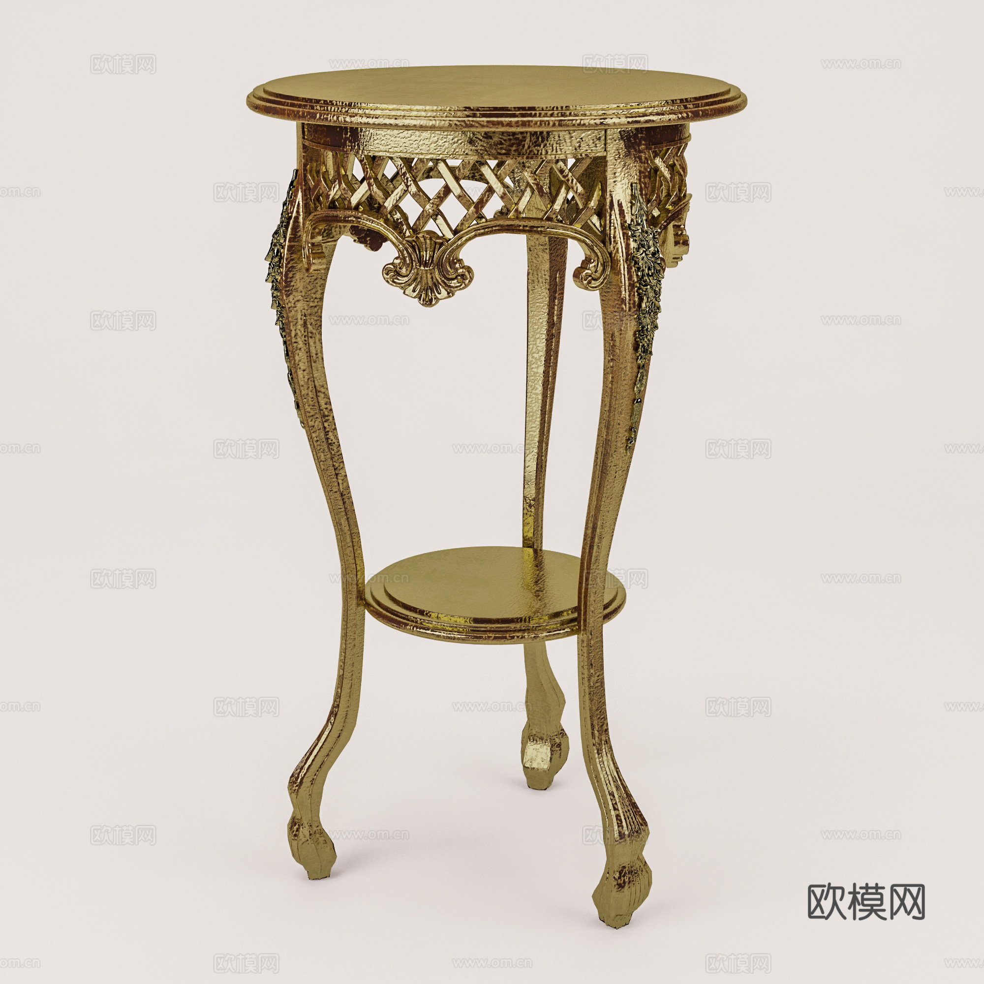 简欧茶几  复古雕花桌几3d模型