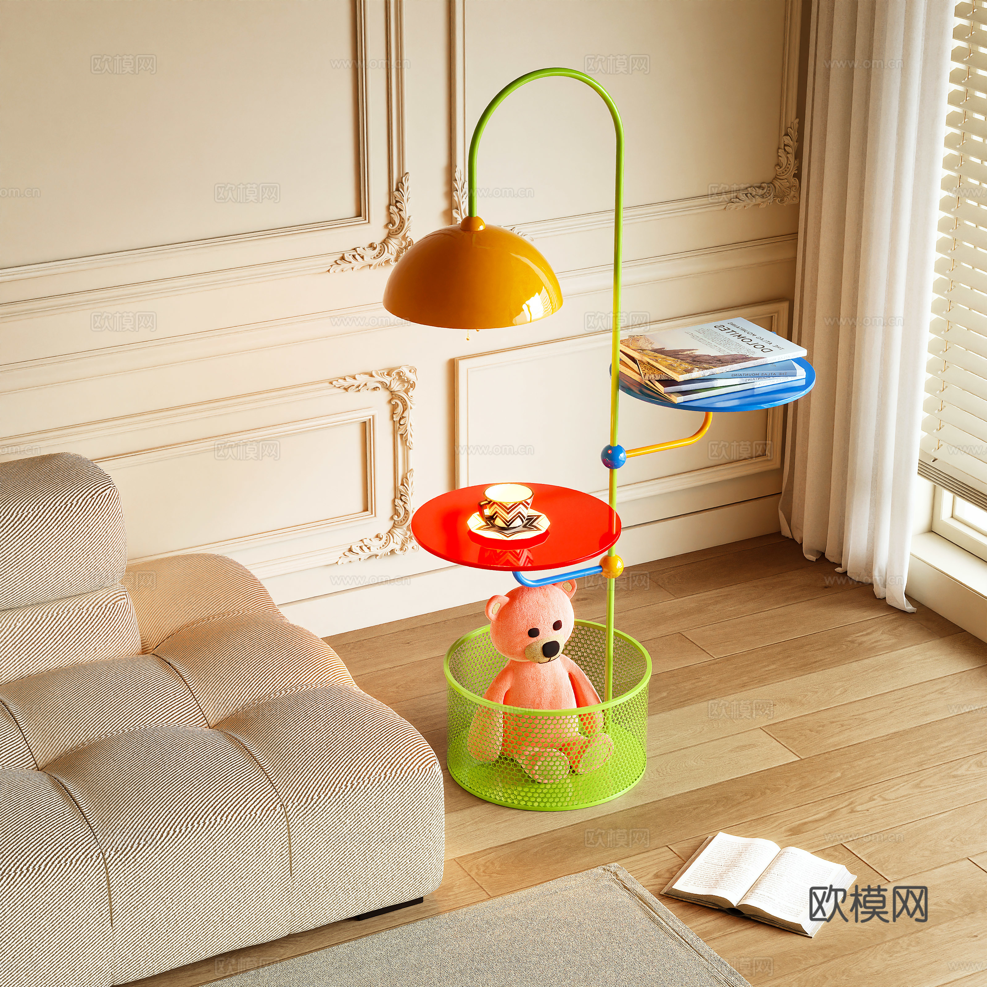 现代落地灯 边几 多巴胺3d模型