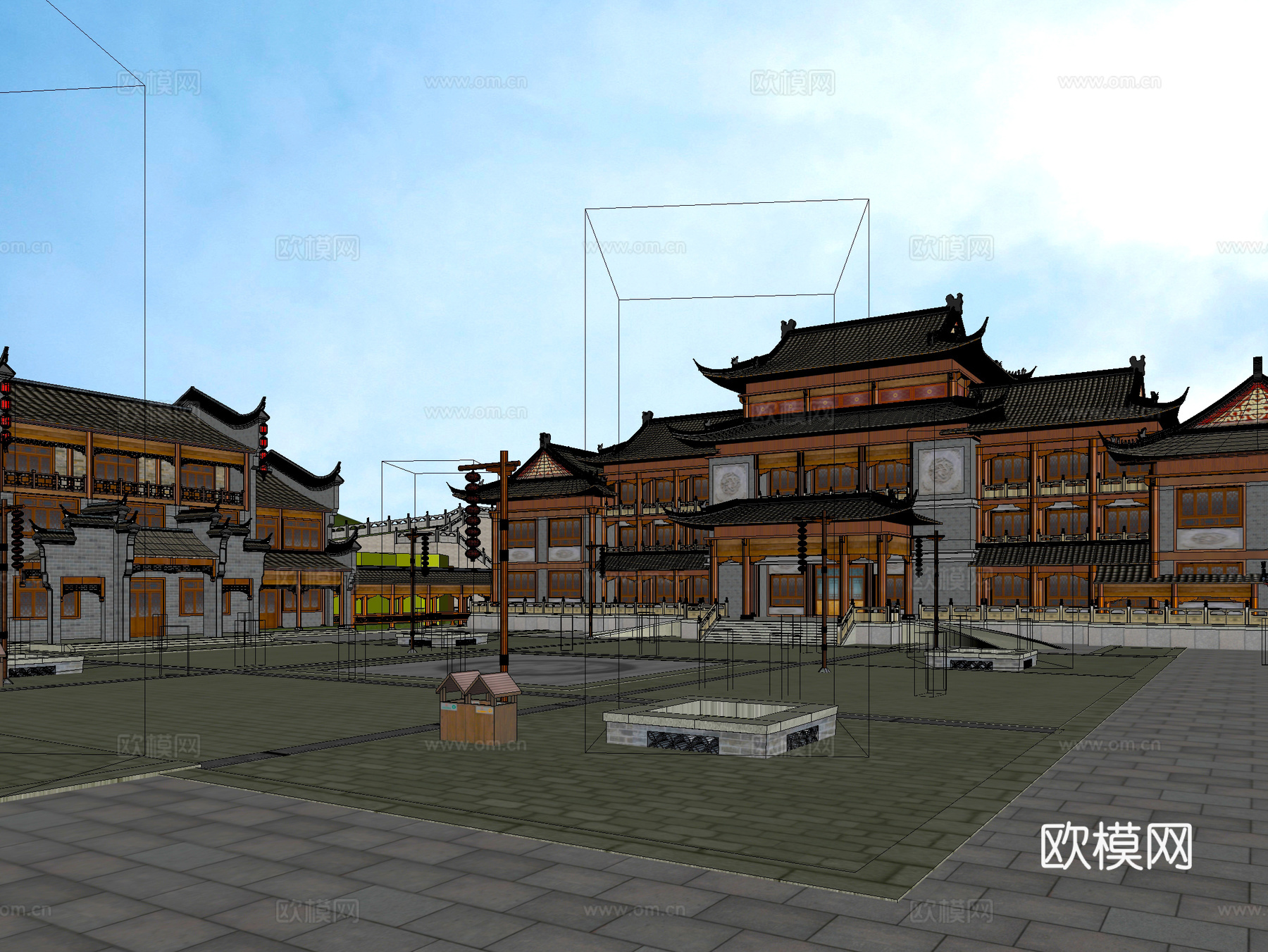 古建 庙宇 中式建筑 小镇 商业街 祠堂3d模型