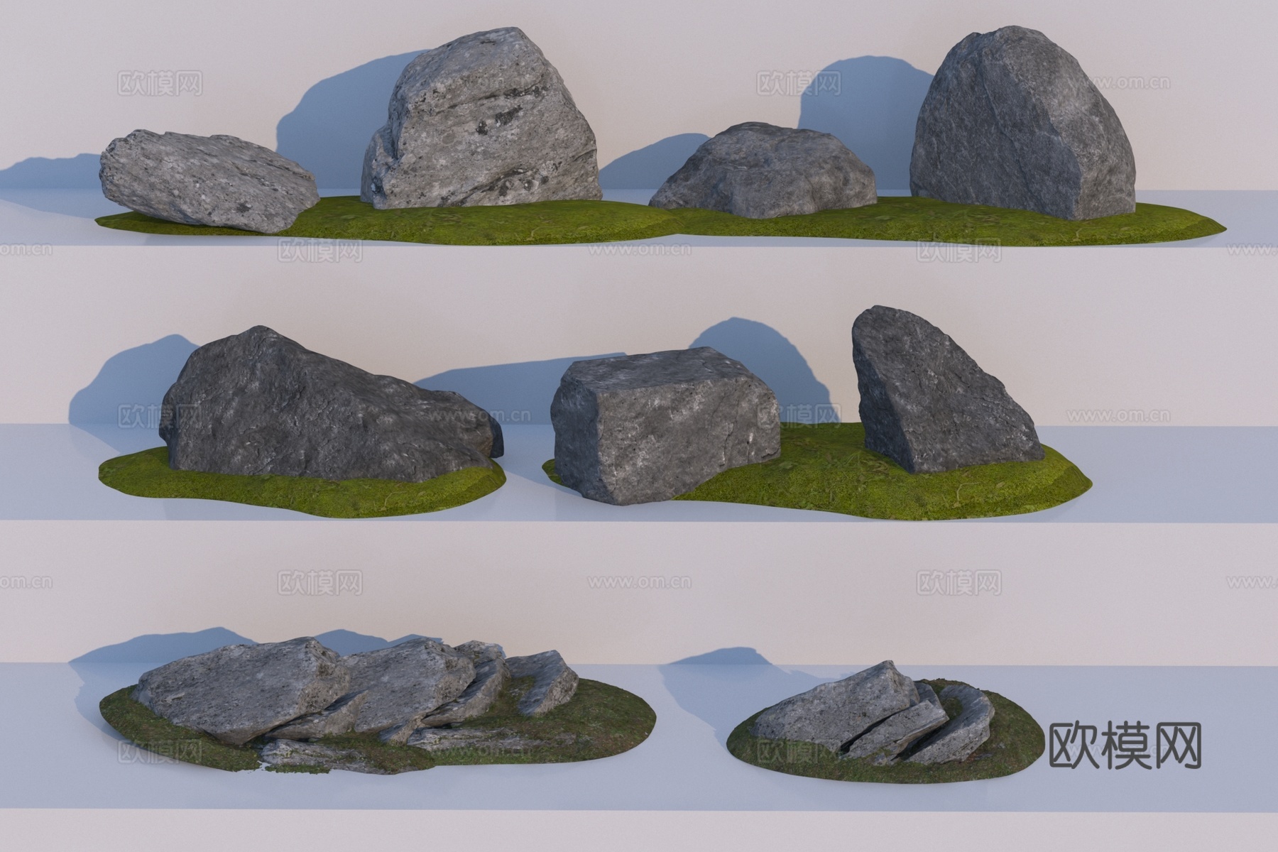现代景观石3d模型