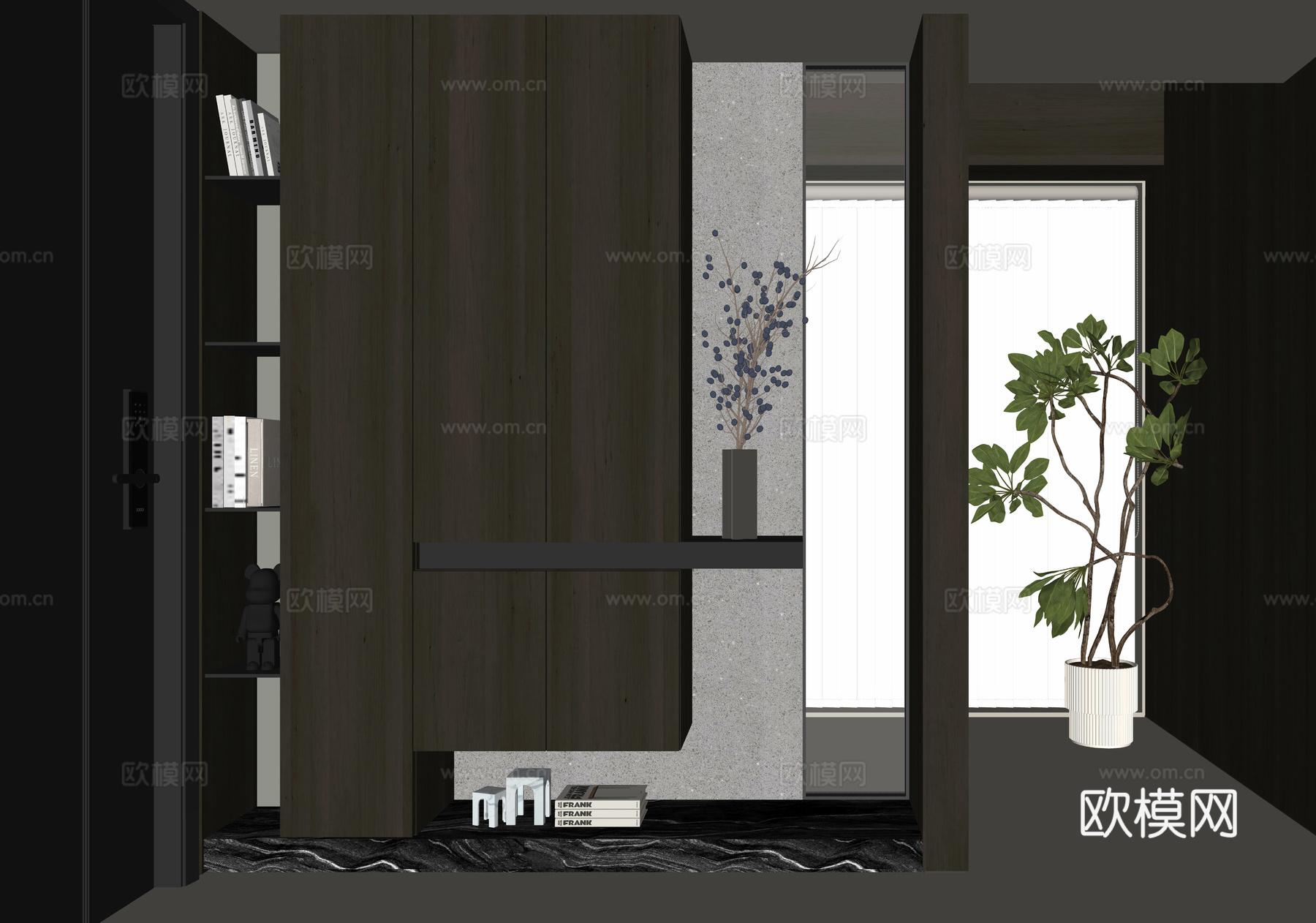 现代入户鞋柜su模型下载（渲染图2）