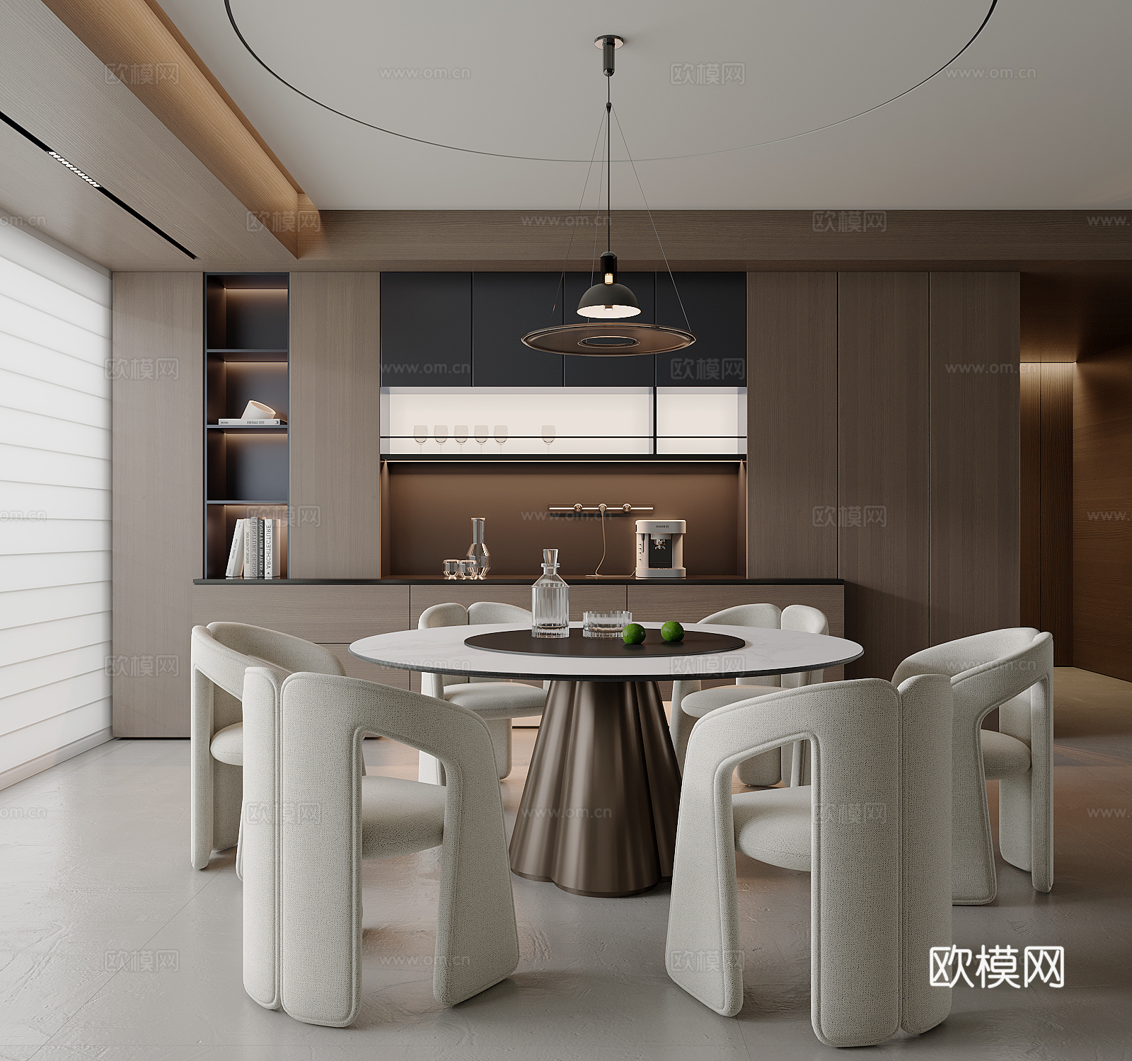 意式餐厅 意式餐桌椅 餐厅 圆餐桌3d模型