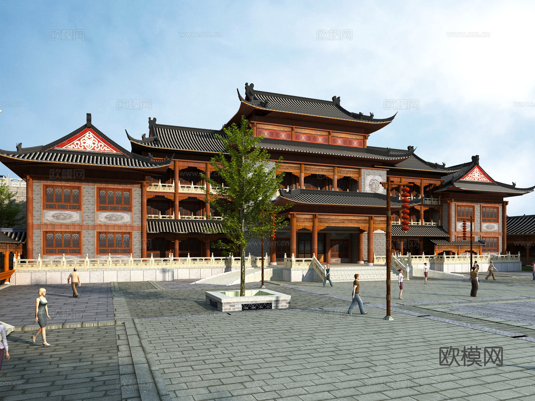 古建 庙宇 中式建筑 小镇 商业街 祠堂3d模型