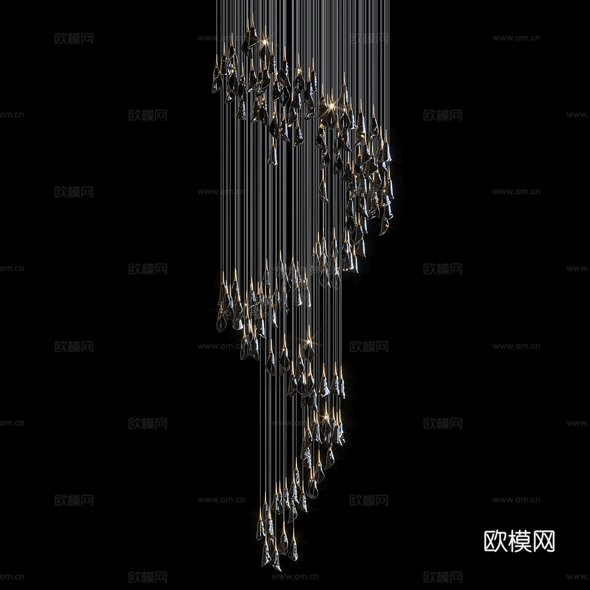 现代意式轻奢工艺吊灯3d模型