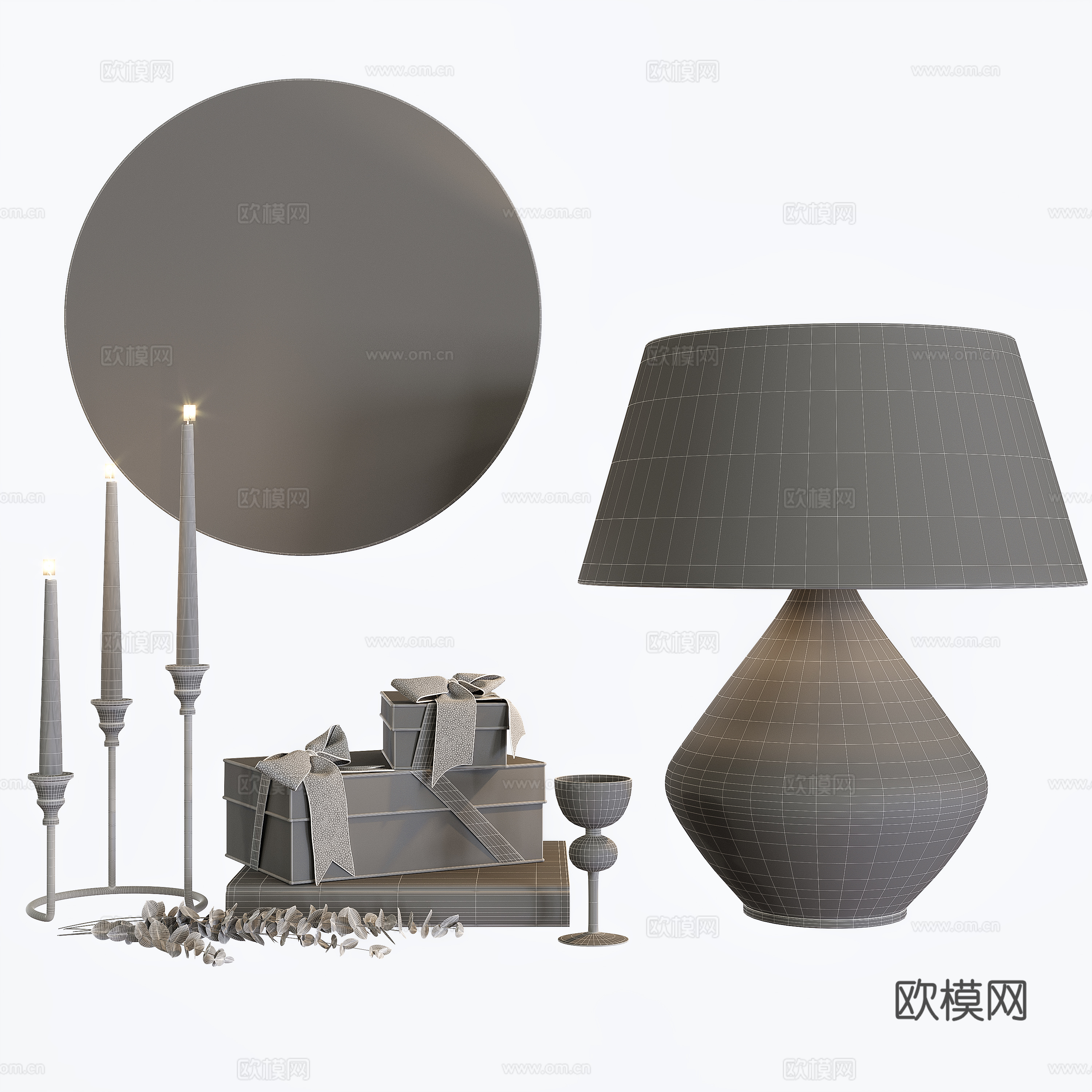 新中式轻奢饰品摆件组合3d模型