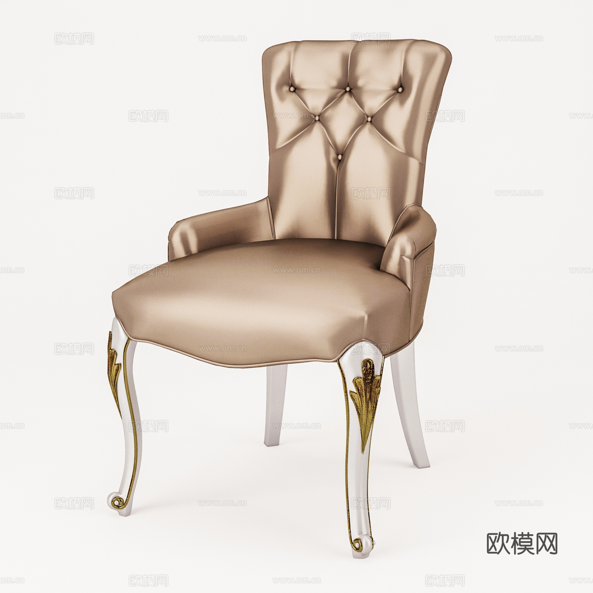 美式单椅  休闲椅  餐椅书椅皮椅3d模型