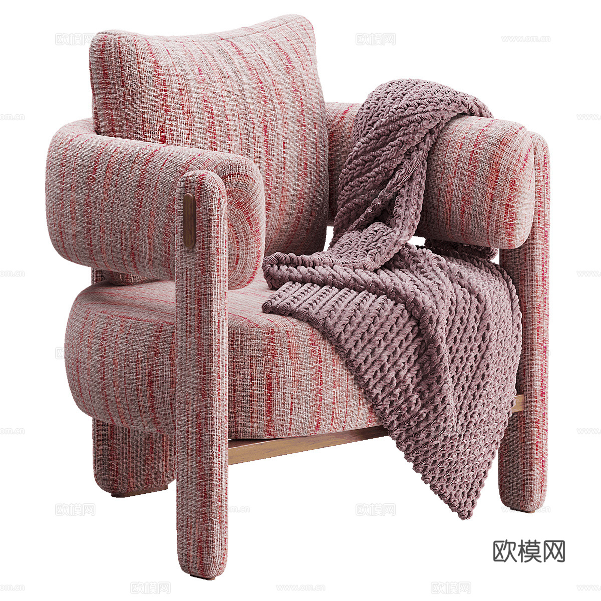 现代意式布艺扶手椅3d模型