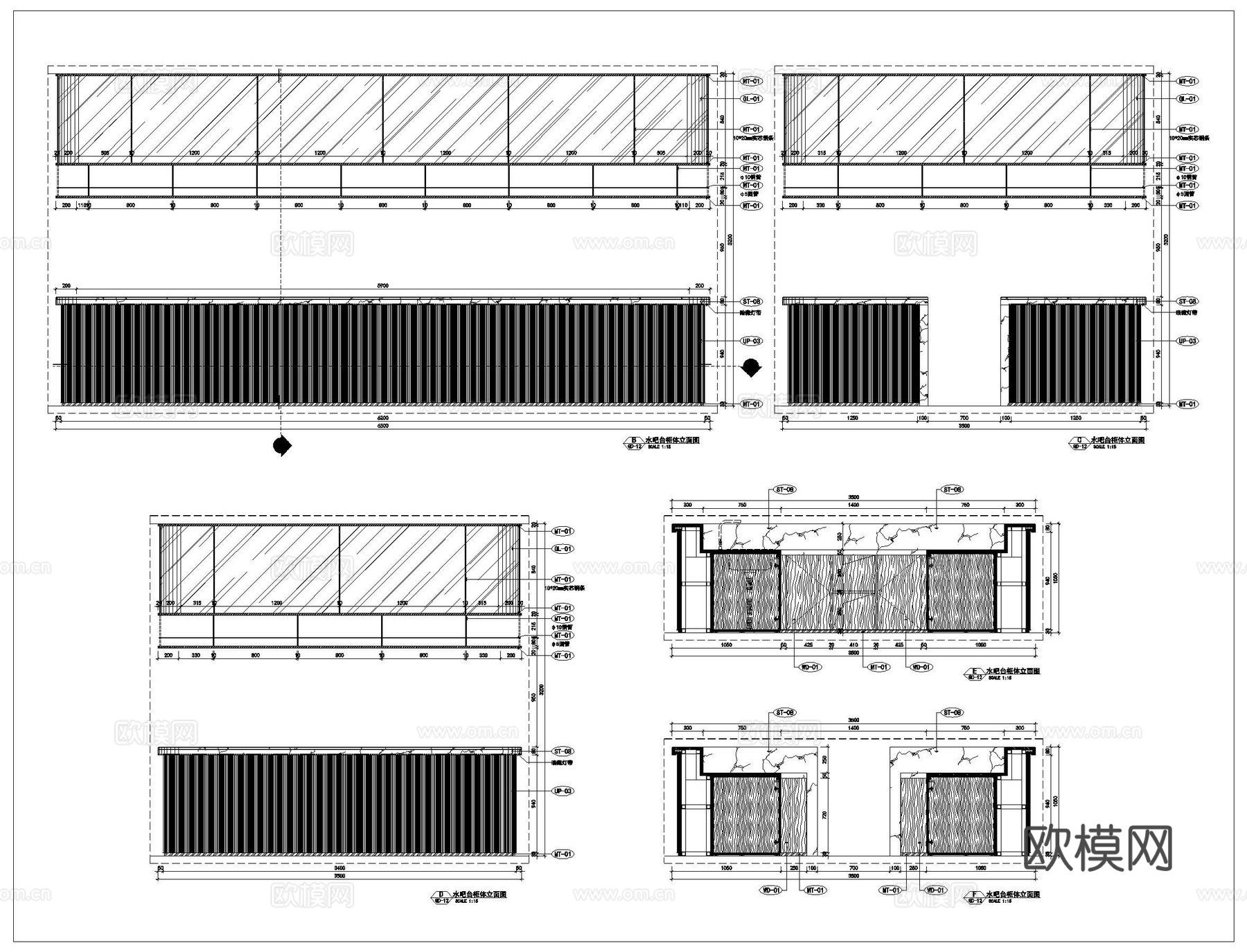 吧台节点 操作台 收银台 水吧台 售卖台 接待台 吧台cad施工图