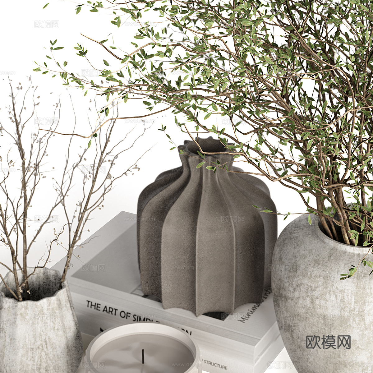 新中式侘寂饰品摆件组合3d模型