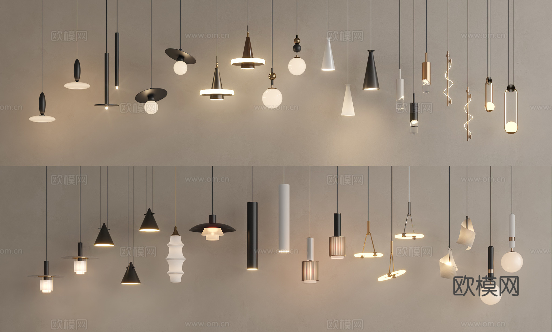 现代床头小吊灯组合su模型