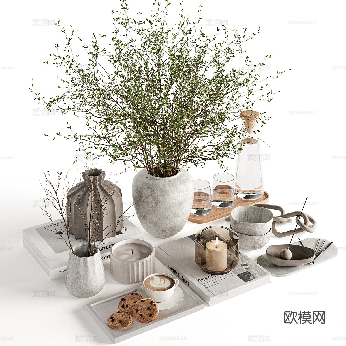 新中式侘寂饰品摆件组合3d模型