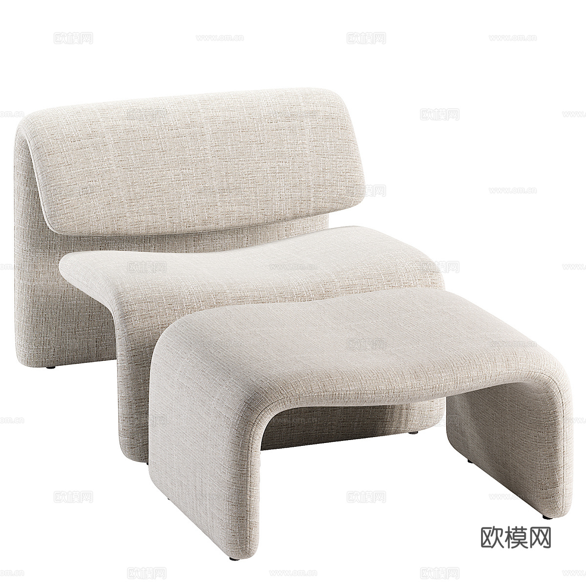 现代意式布艺休闲躺椅3d模型
