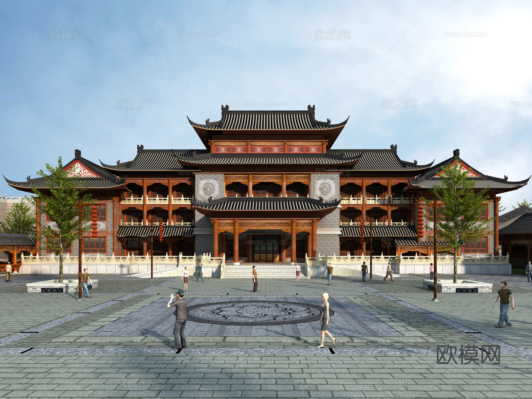 古建 庙宇 中式建筑 小镇 商业街 祠堂3d模型