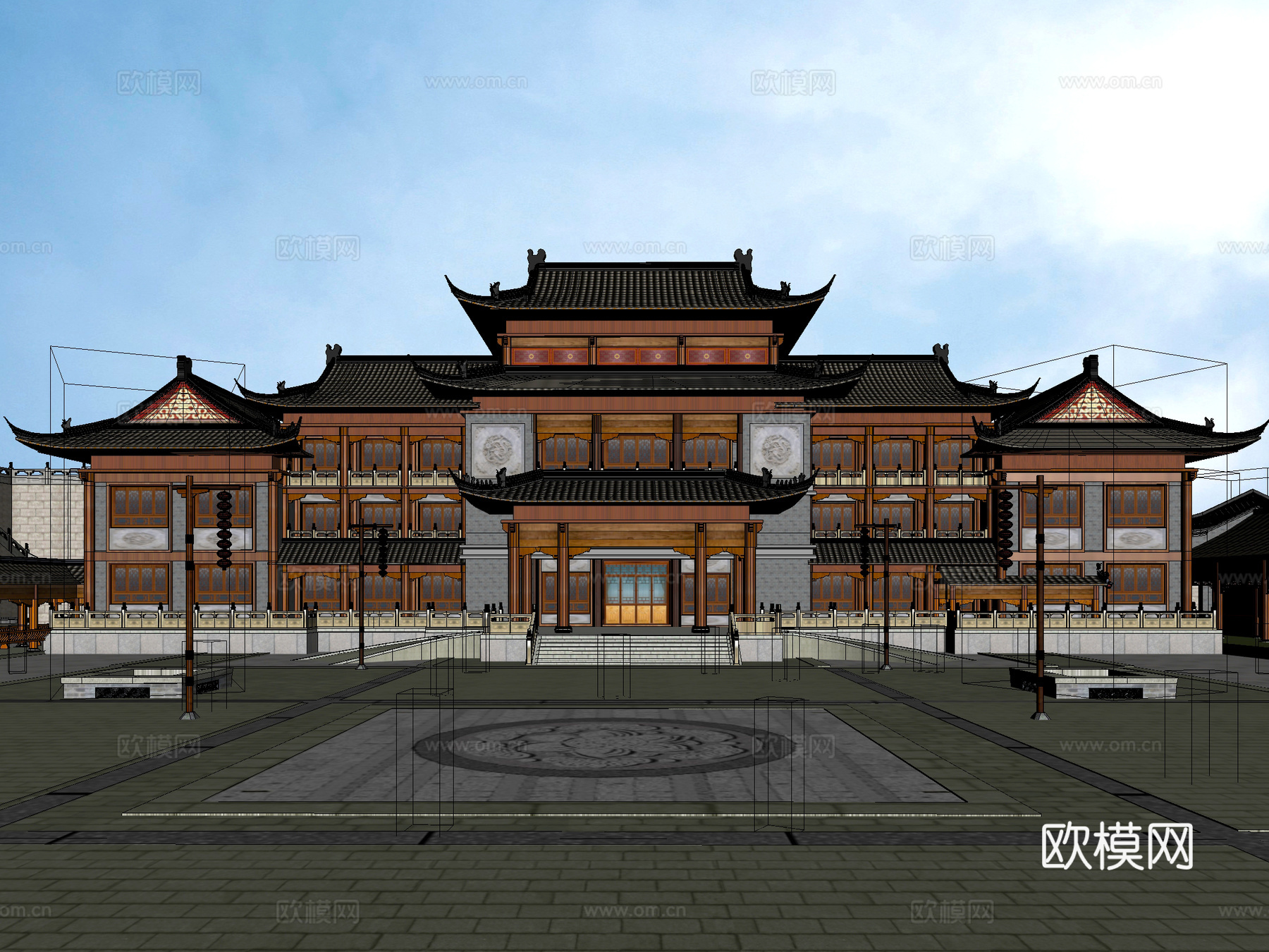 古建 庙宇 中式建筑 小镇 商业街 祠堂3d模型