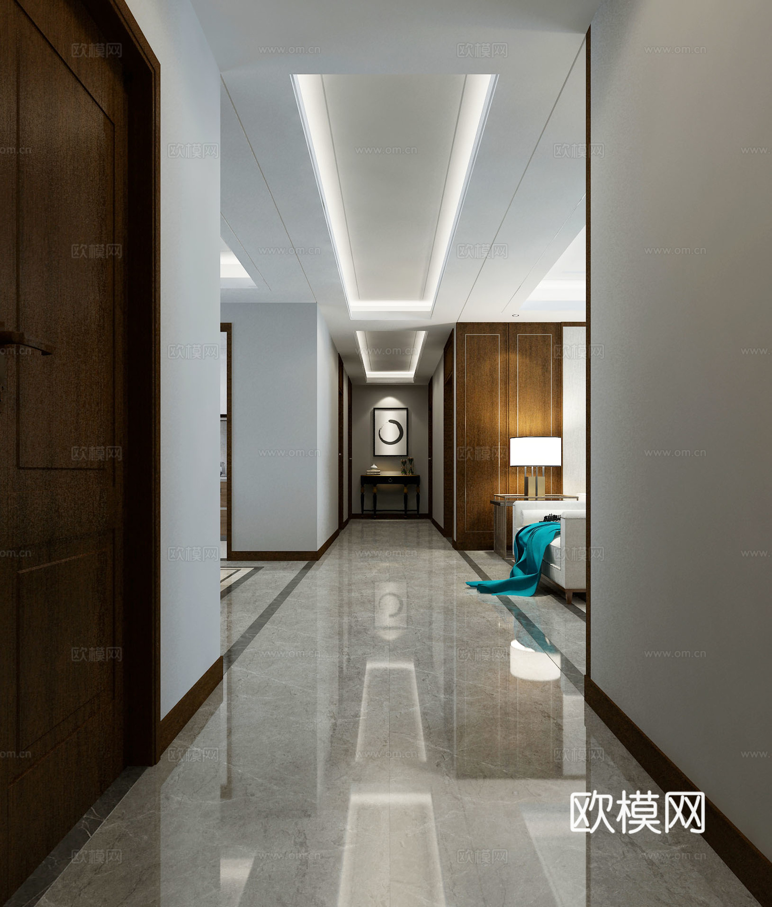 现代风格客厅餐厅 客餐厅 沙发茶几 餐桌椅 客厅 吊灯3d模型