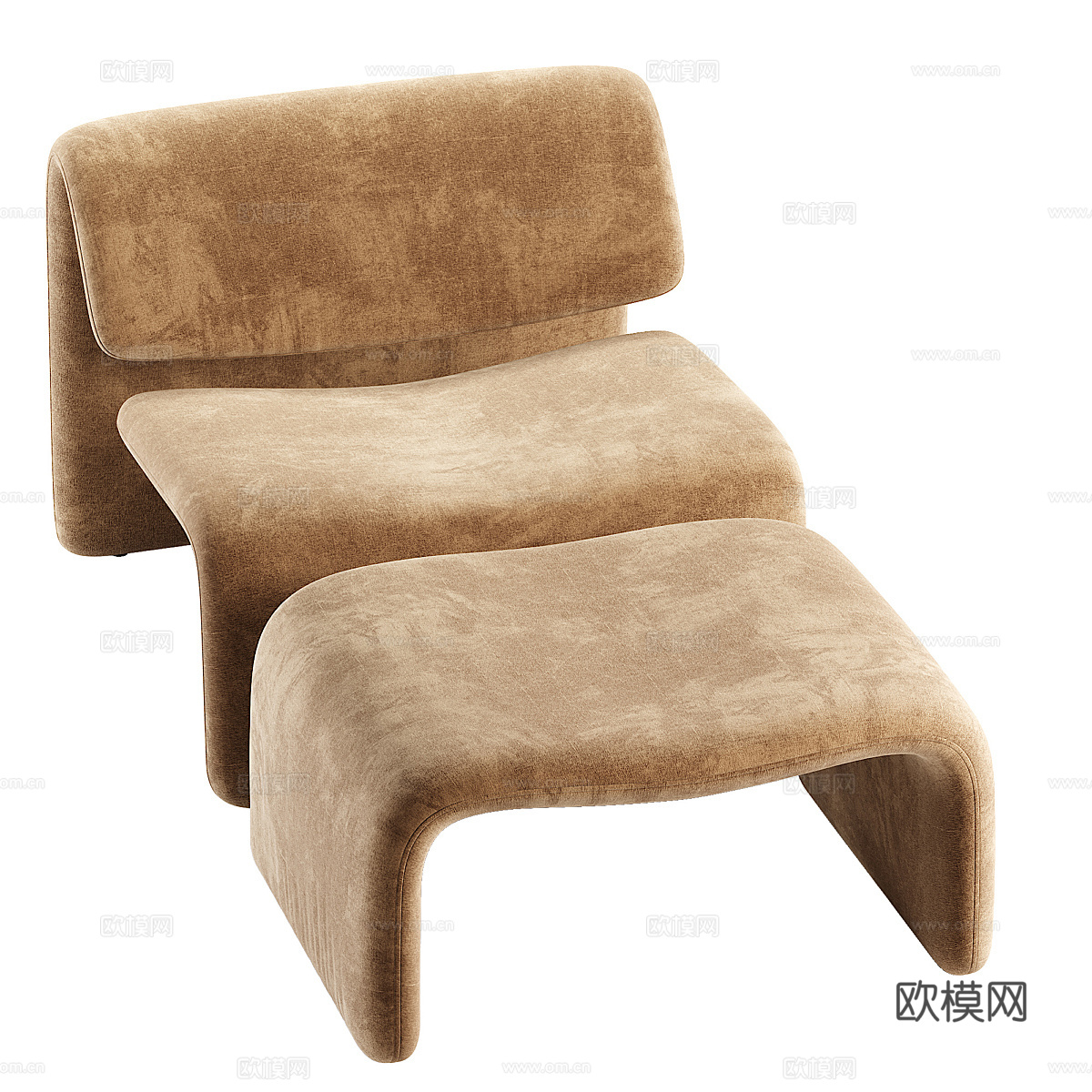 现代意式布艺休闲躺椅3d模型