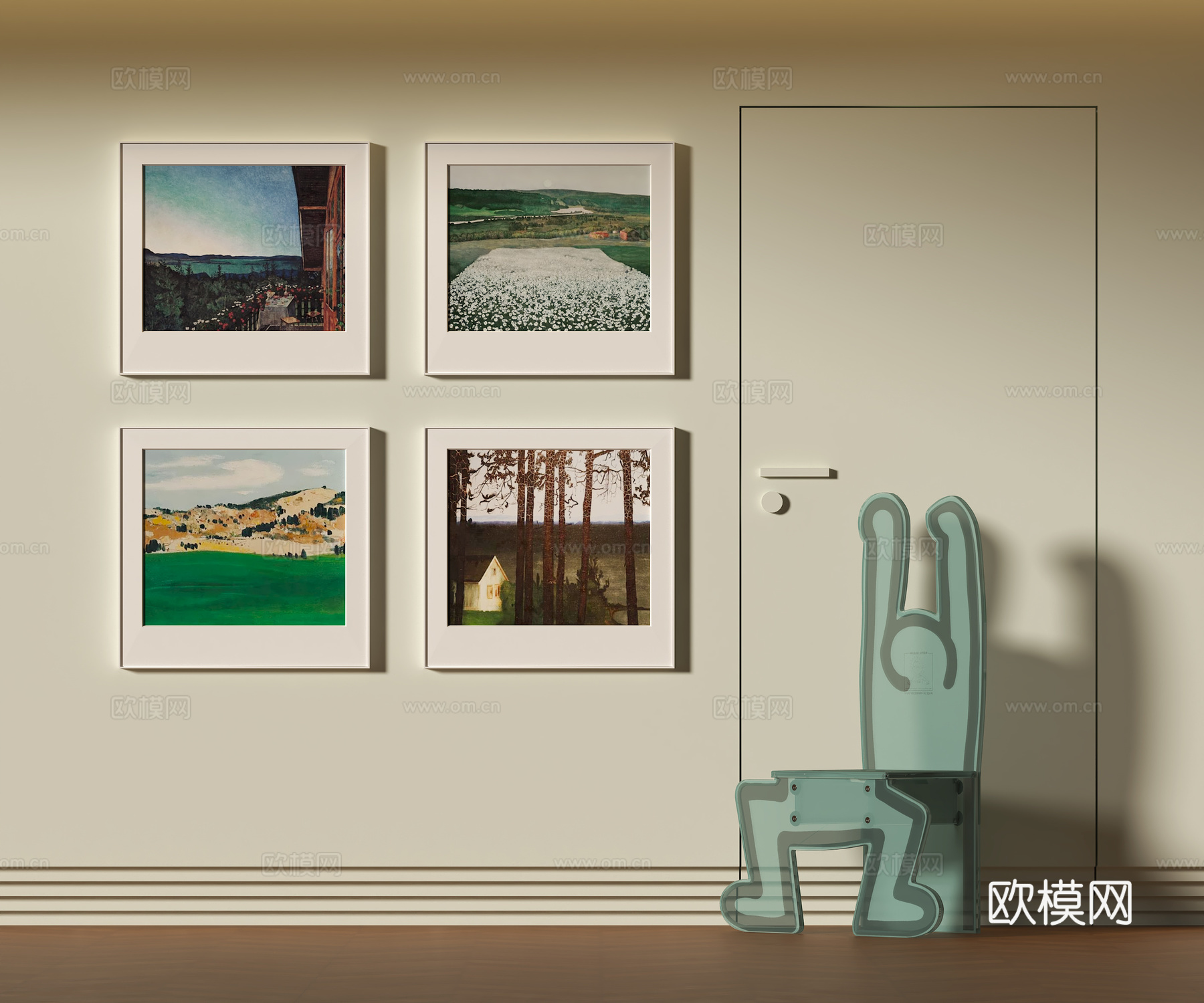 现代装饰挂画组合3d模型