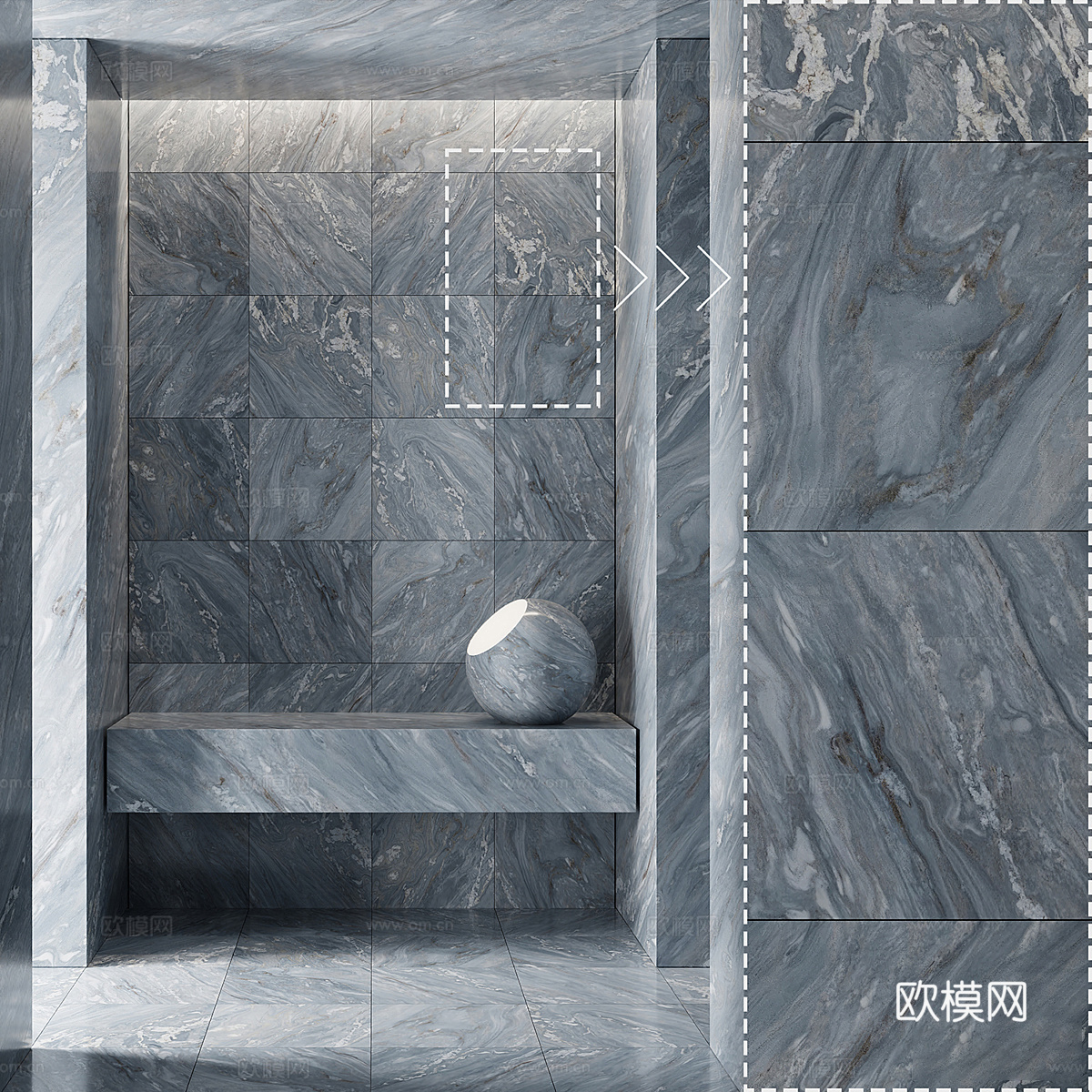 新中式瓷砖 岩板 大理石 PU石材3d模型