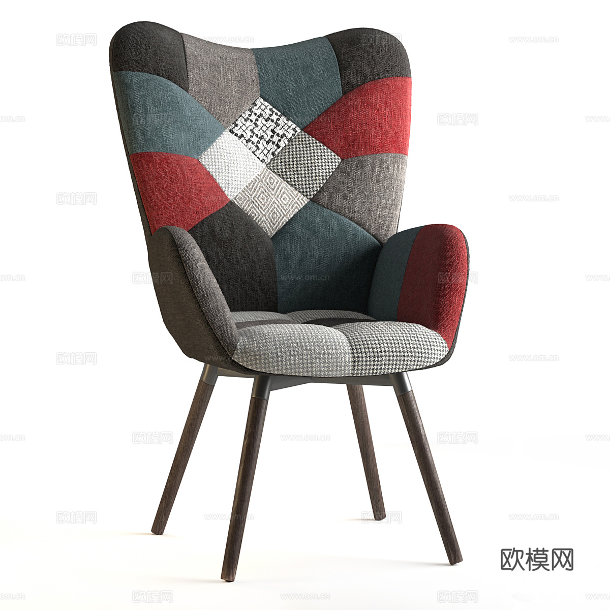 现代北欧布椅扶手椅3d模型