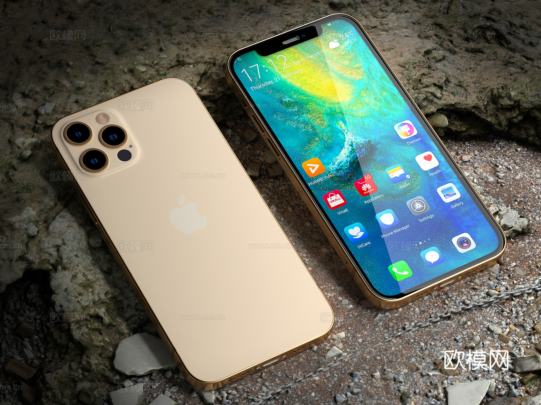 苹果手机 iPhone 地面  混凝土地面 手机场景3d模型