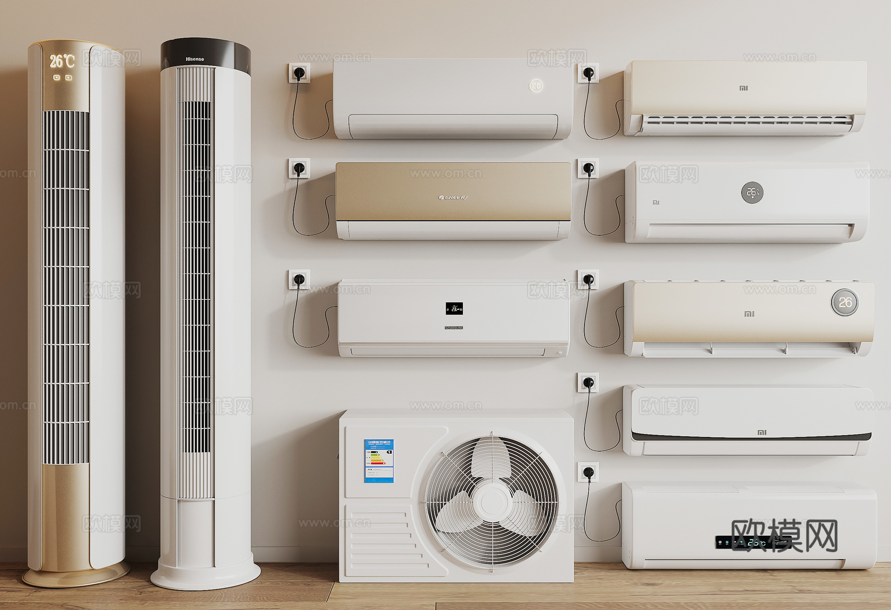 现代空调su模型下载（渲染图1）