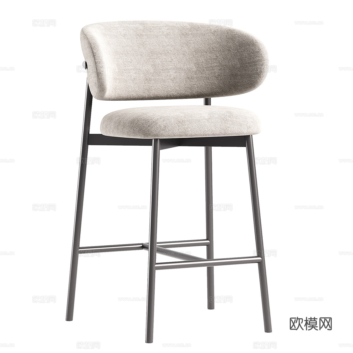 现代意式不锈钢吧台椅3d模型