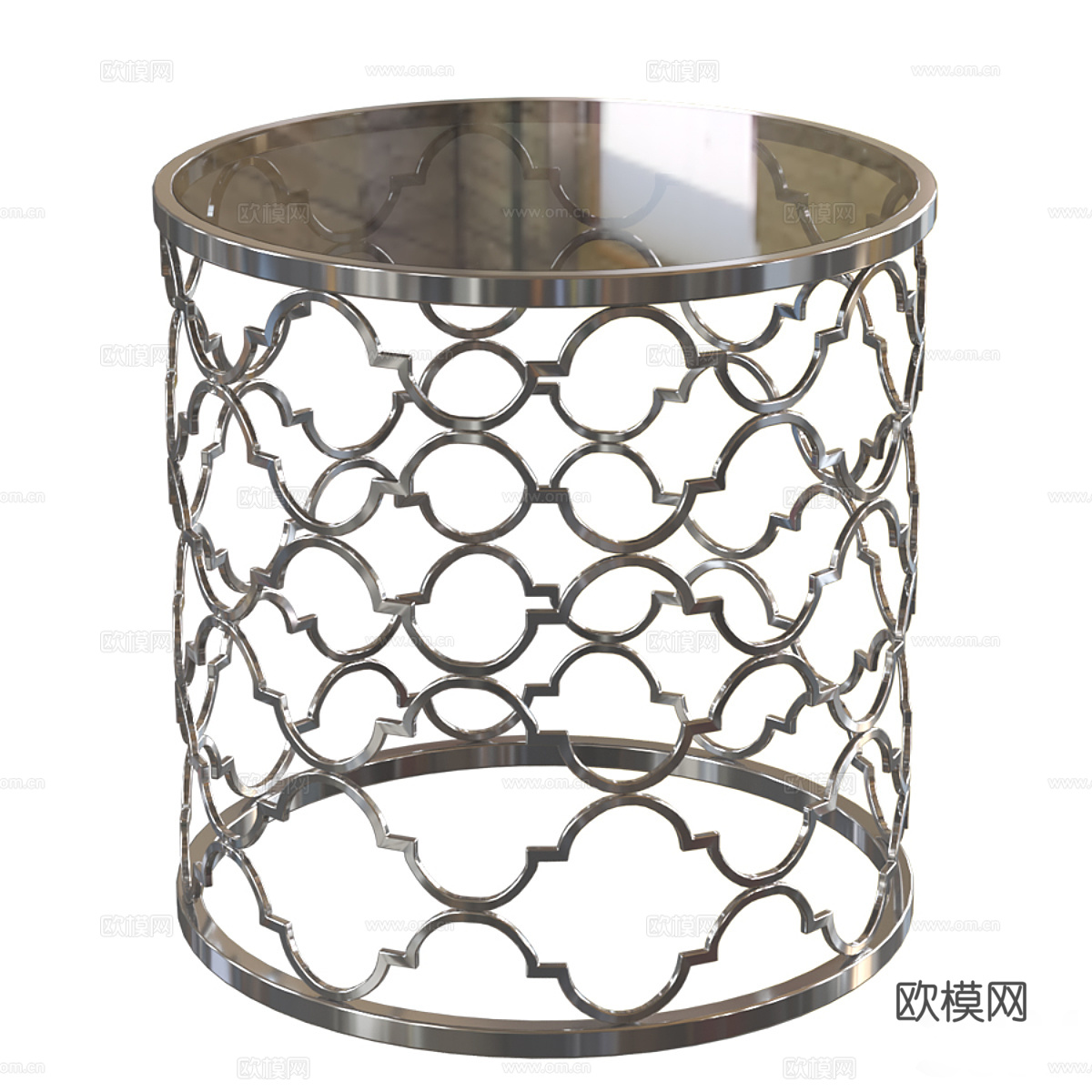 现代轻奢不锈钢金属圆边几3d模型