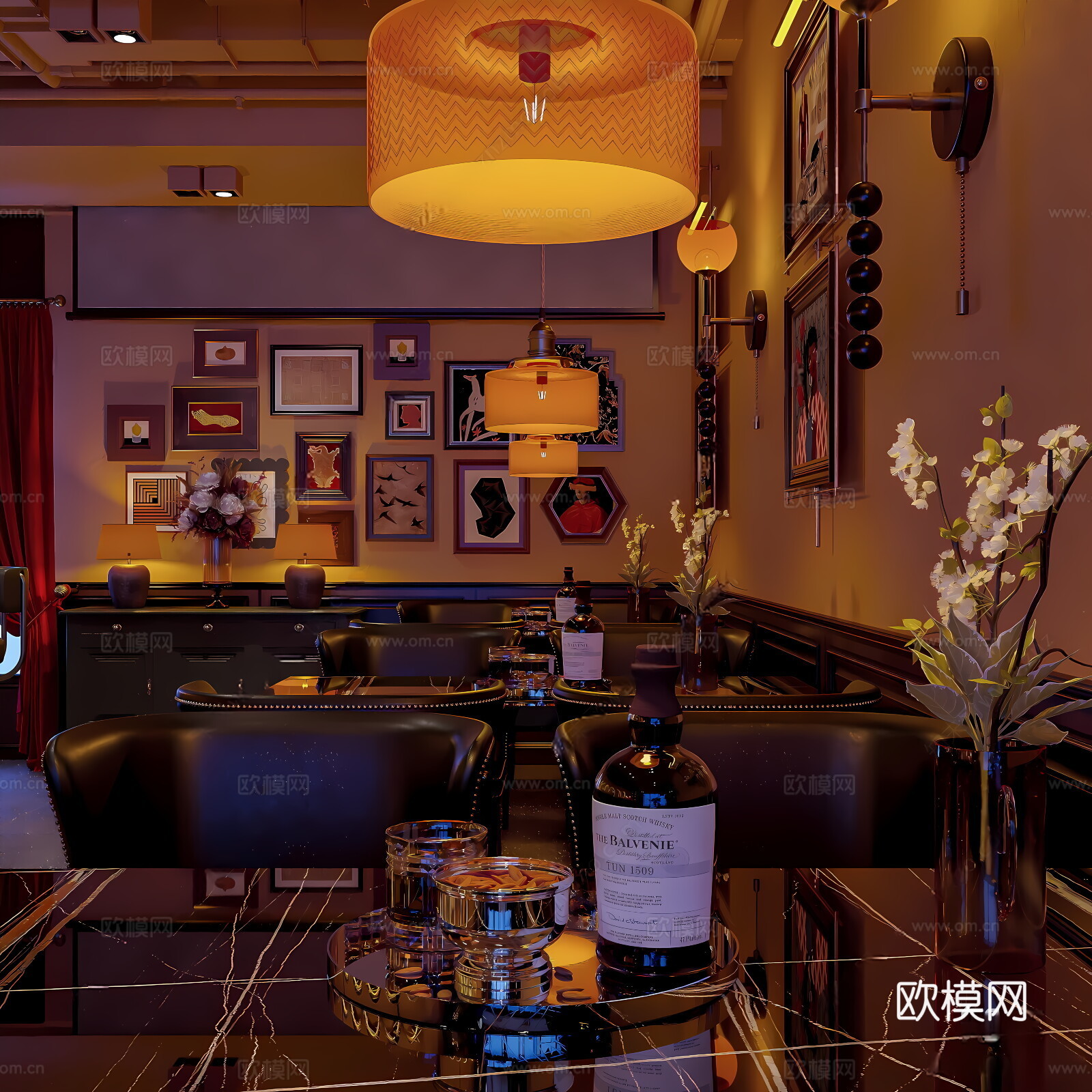 复古中古酒馆 复古酒吧咖啡吧3d模型
