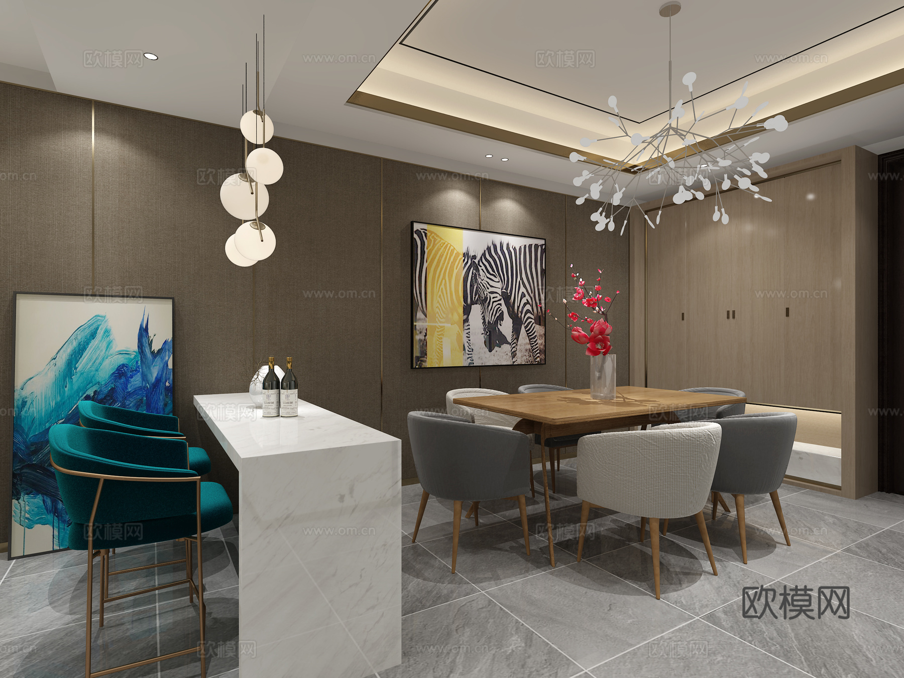北欧餐桌吧台吊灯3d模型