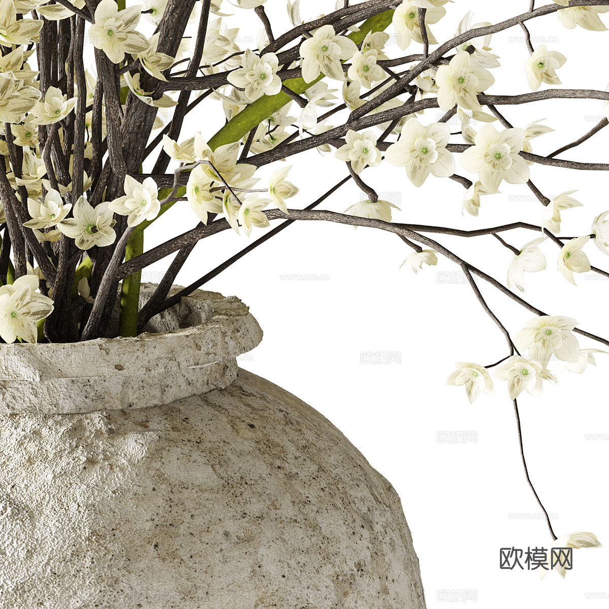 新中式侘寂花瓶花艺3d模型