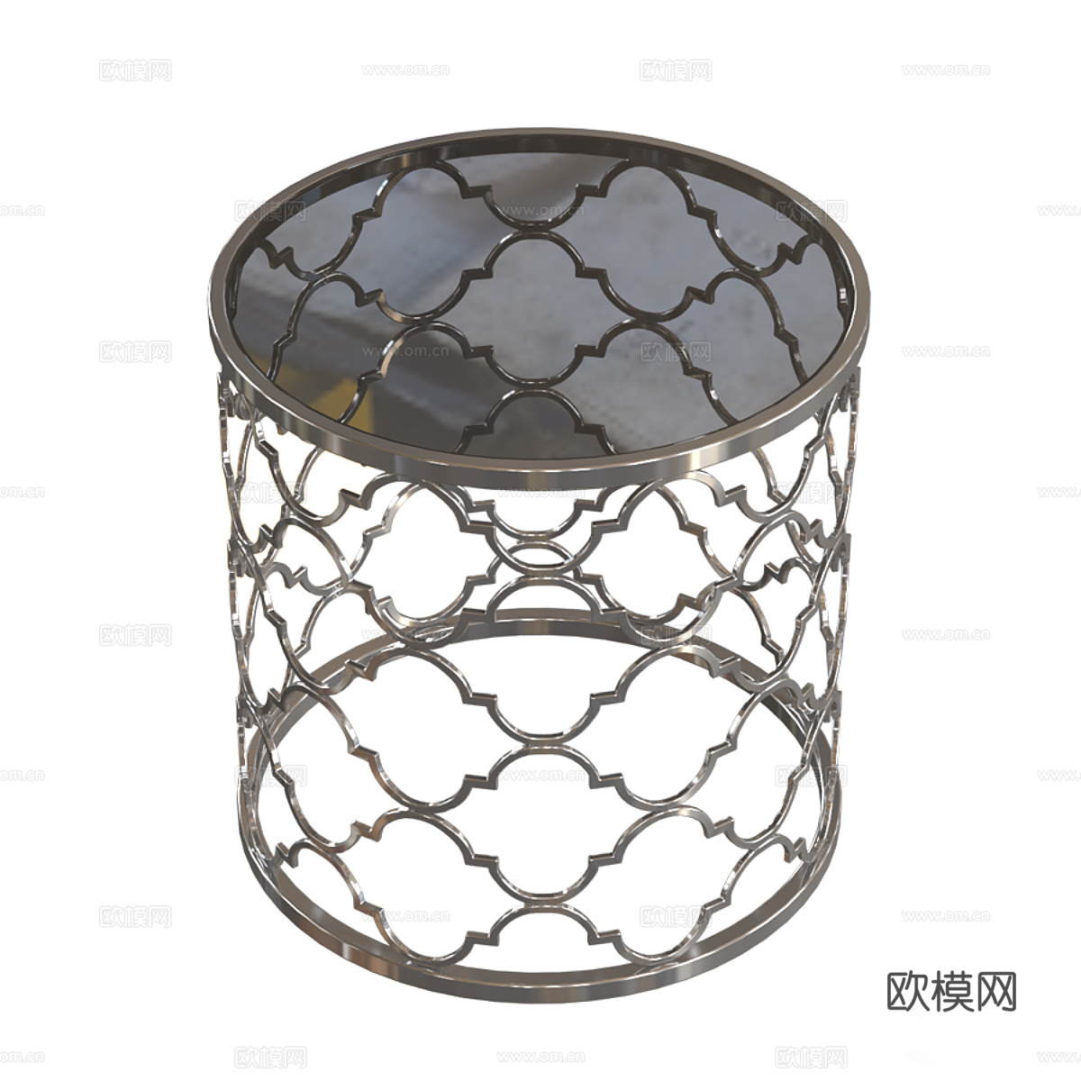 现代轻奢不锈钢金属圆边几3d模型