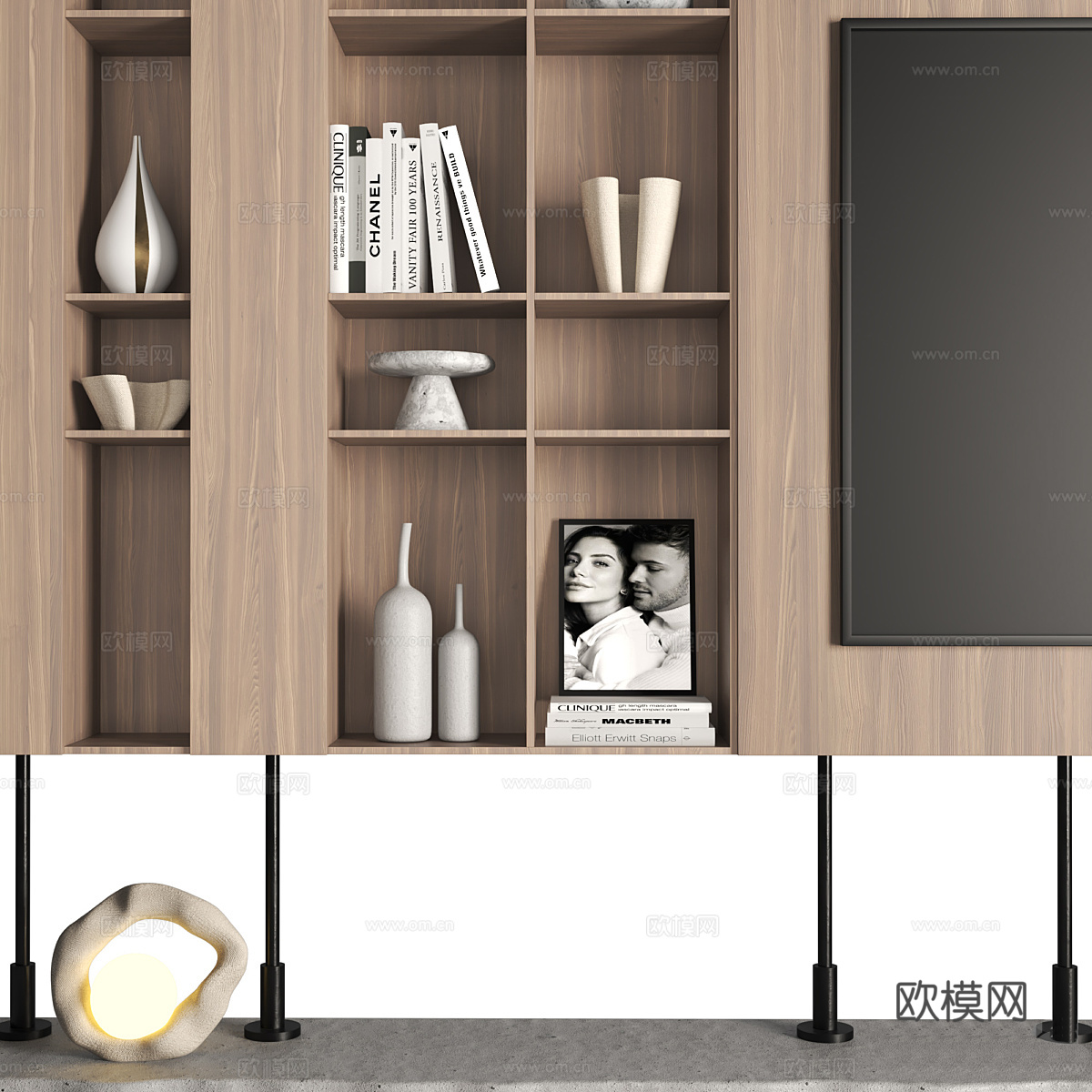 现代意式极简电视背景墙3d模型