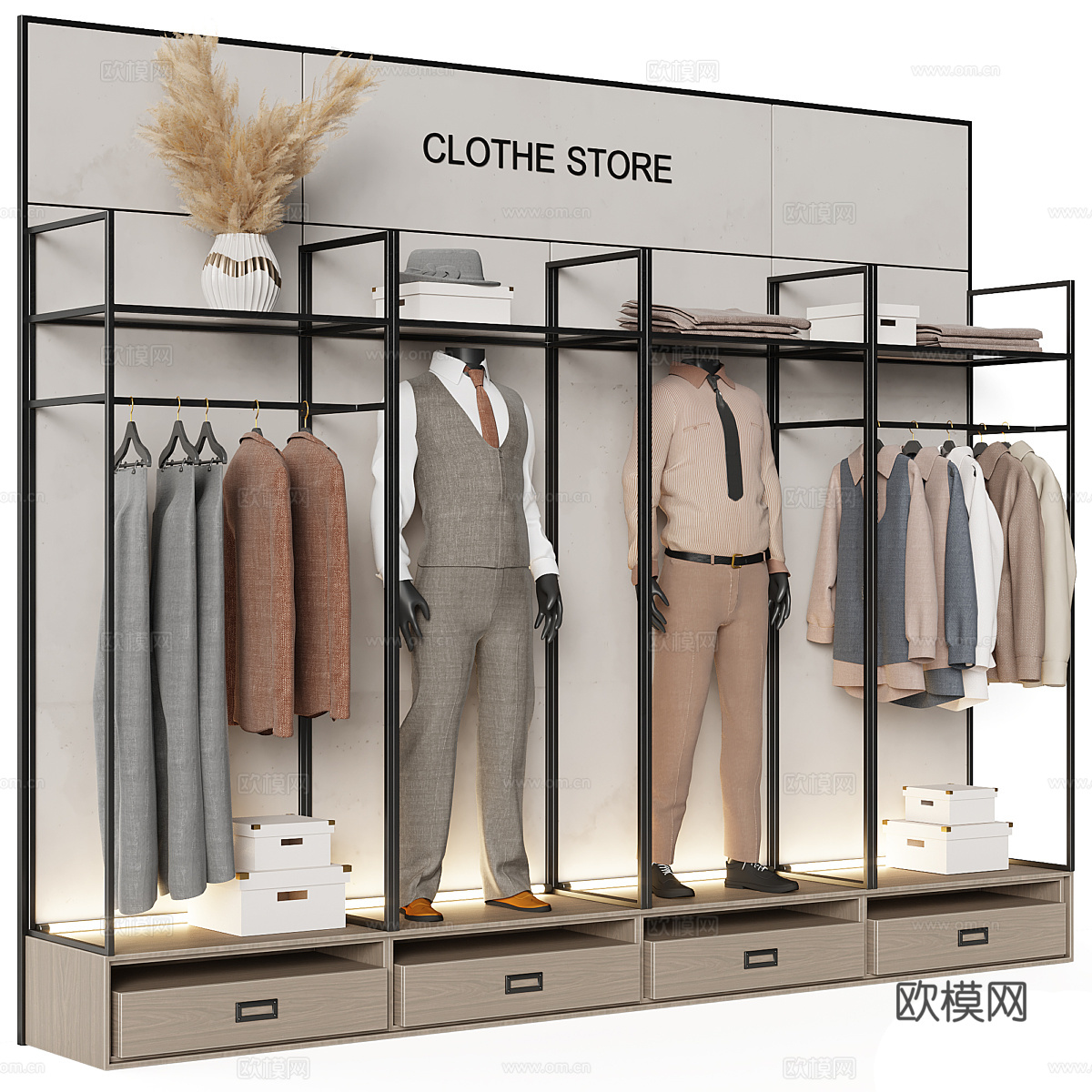 现代意式男士服装店3d模型