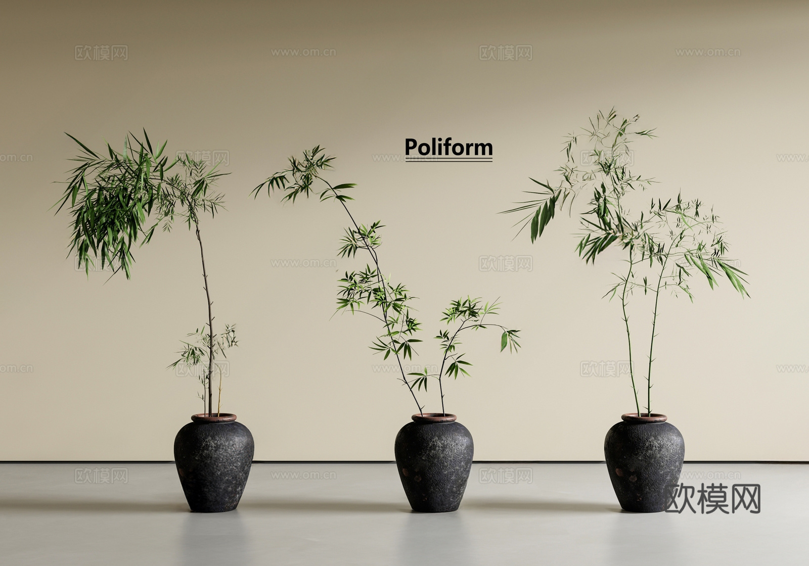 盆栽 竹子盆栽 陶罐盆栽 花艺 盆景3d模型