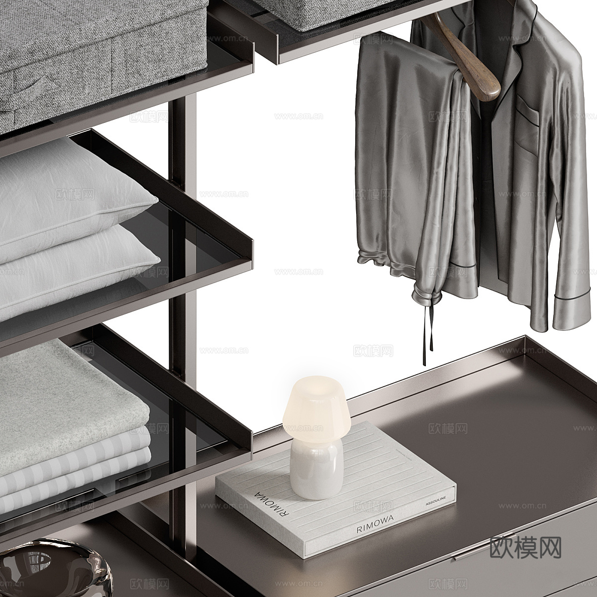 现代意式开放衣柜 衣架3d模型