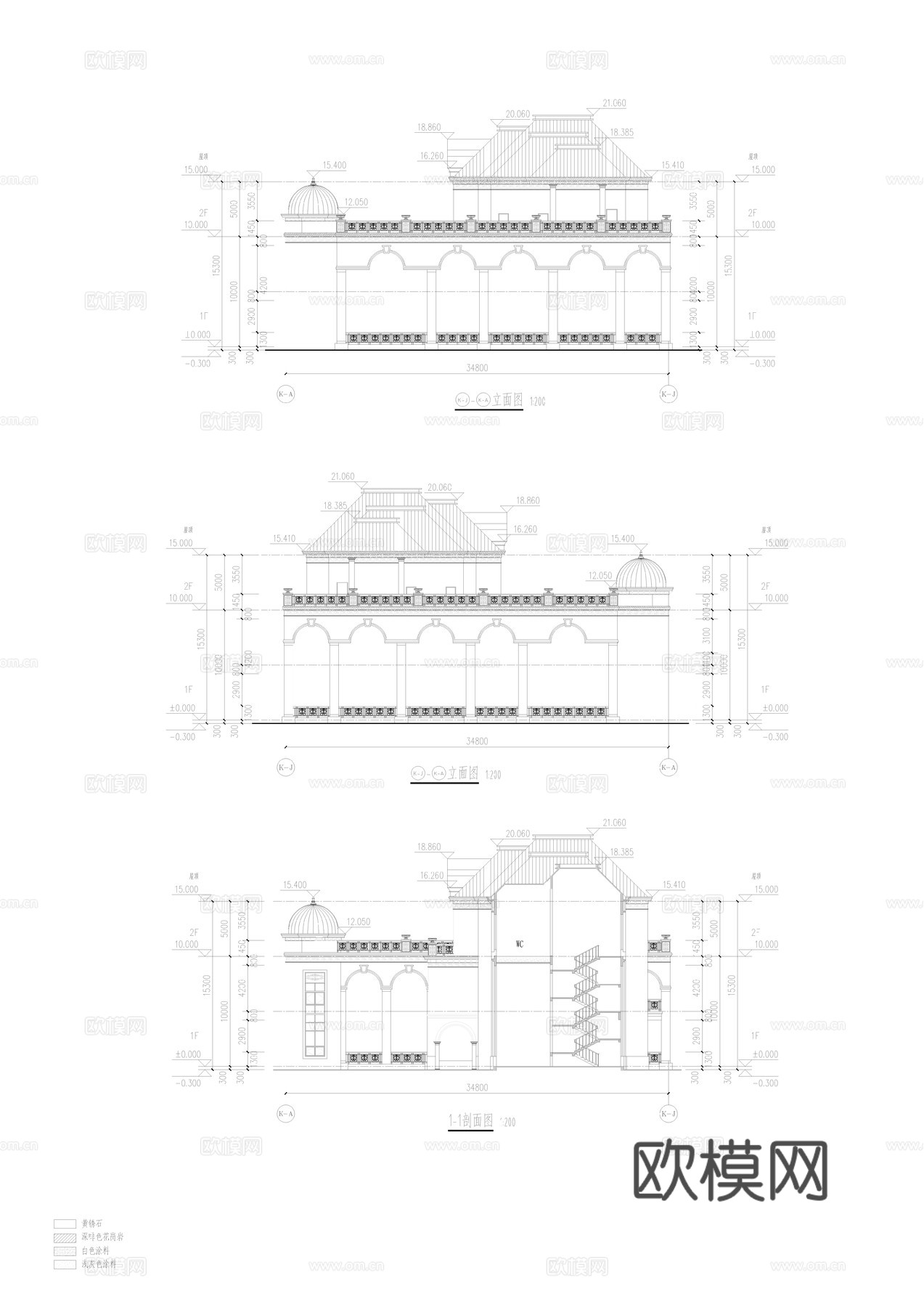 欧式建筑会所建筑图酒店建筑图cad施工图
