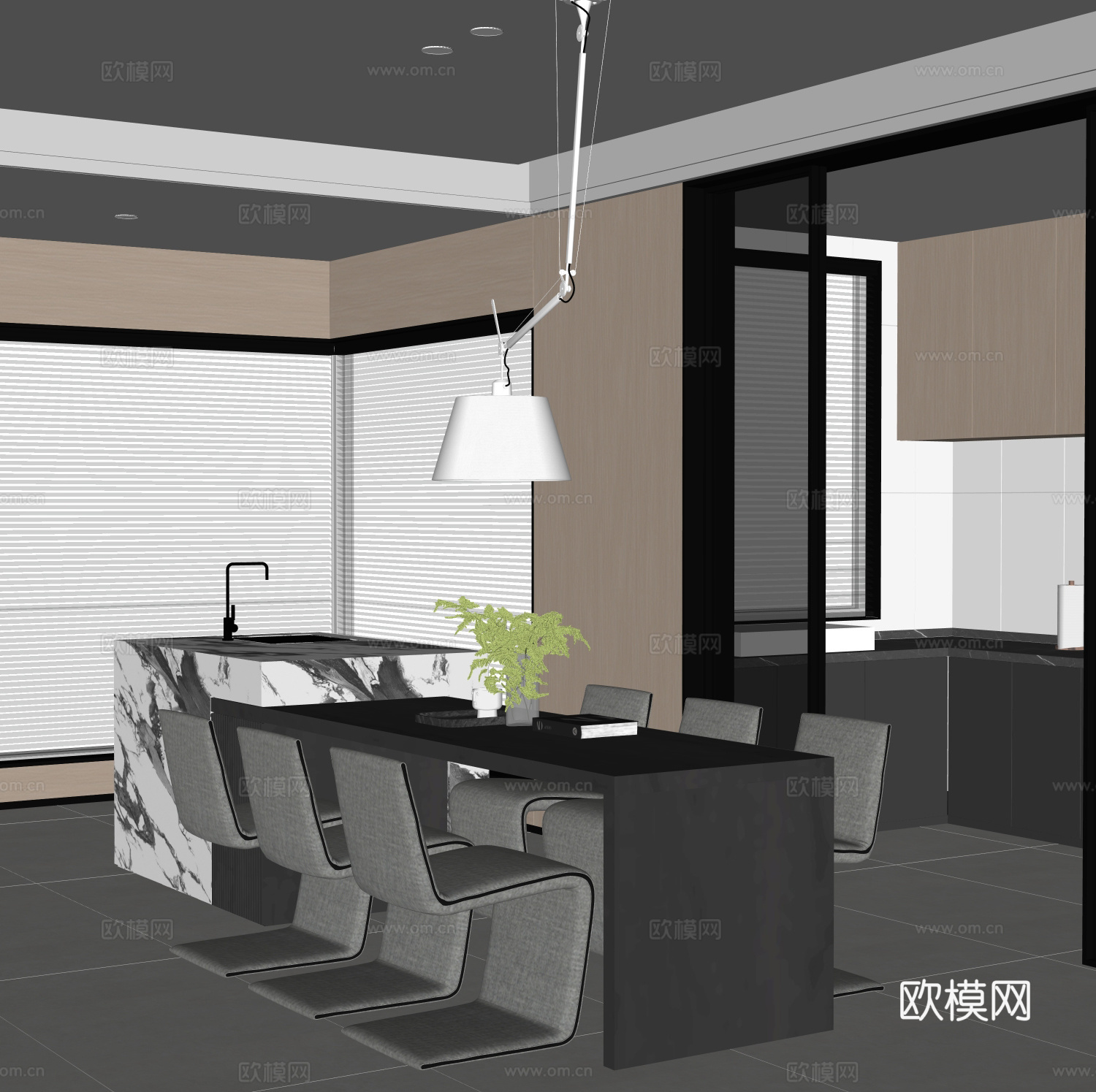 现代意式餐厅su模型